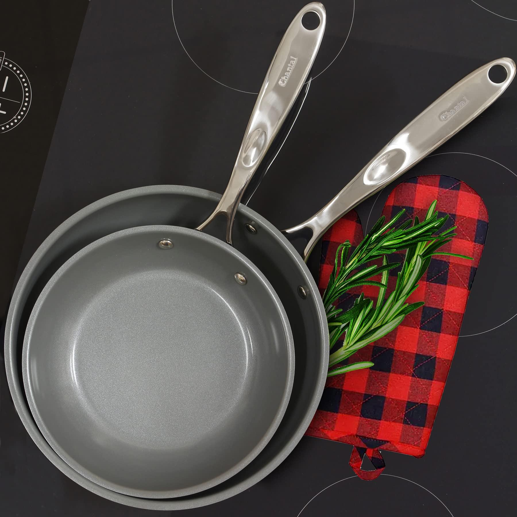 Chantal Chantal SLIN-2024C 2-Piece Induction 21 Steel Ceramic Coated Fry Pan Set, 8-inch and 10-inch, Brushed Stainless