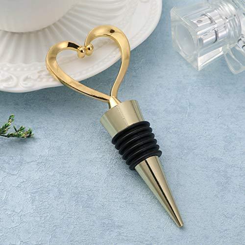 WeddPtyFr 24PCS Wedding Favor for Guests Wine Bottle Stoppers, Beverage Bottle Stoppers, Wedding Gifts for Guests for Party Supply Baby Shower Bridal Shower Favors by WeddParty (Gold Heart, 24)