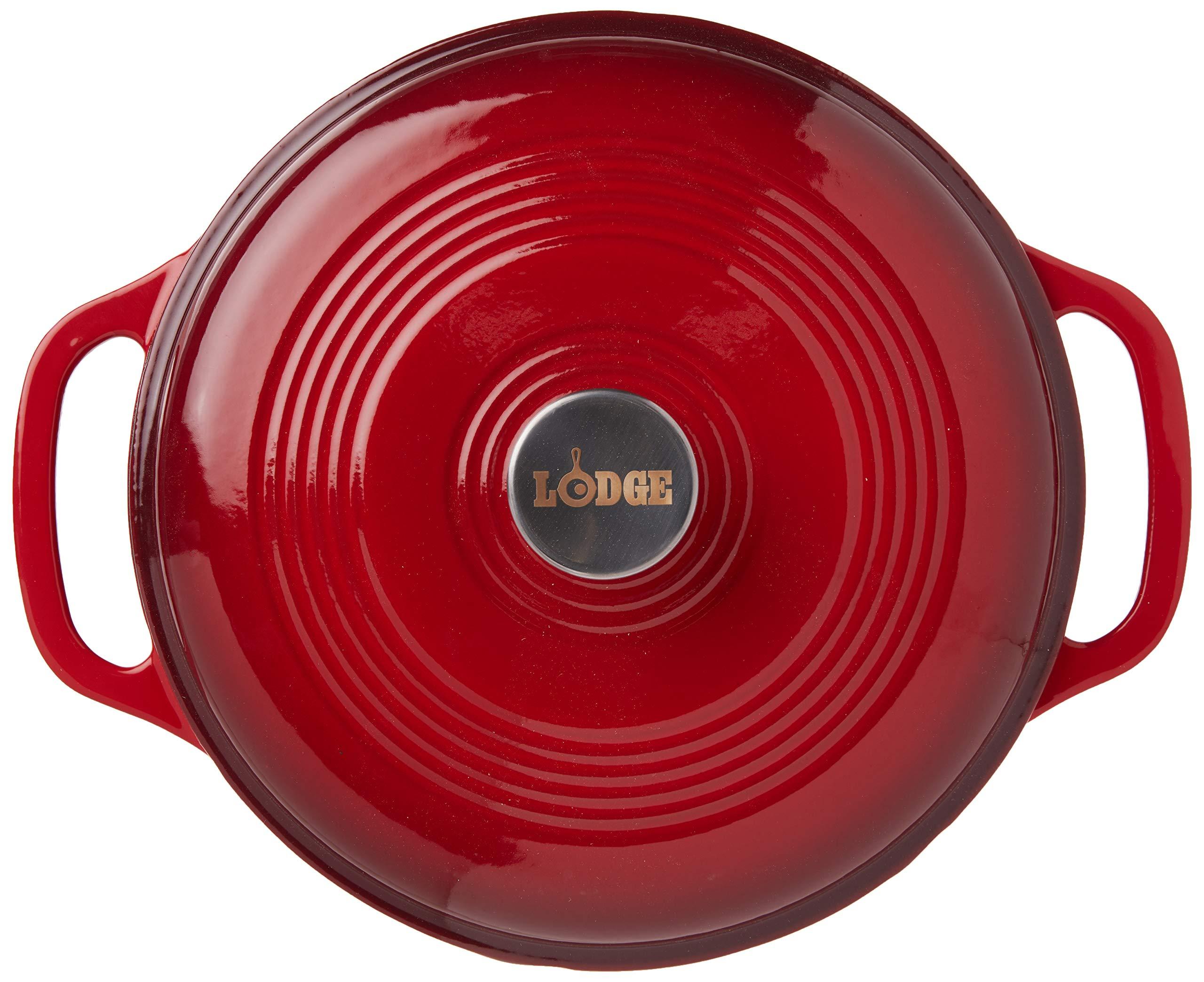 Lodge Lodge EC6D43 Enameled Cast Iron Dutch Oven, 6-Quart, Island Spice Red & Enameled Cast Iron and Stoneware Care Kit, 12 oz