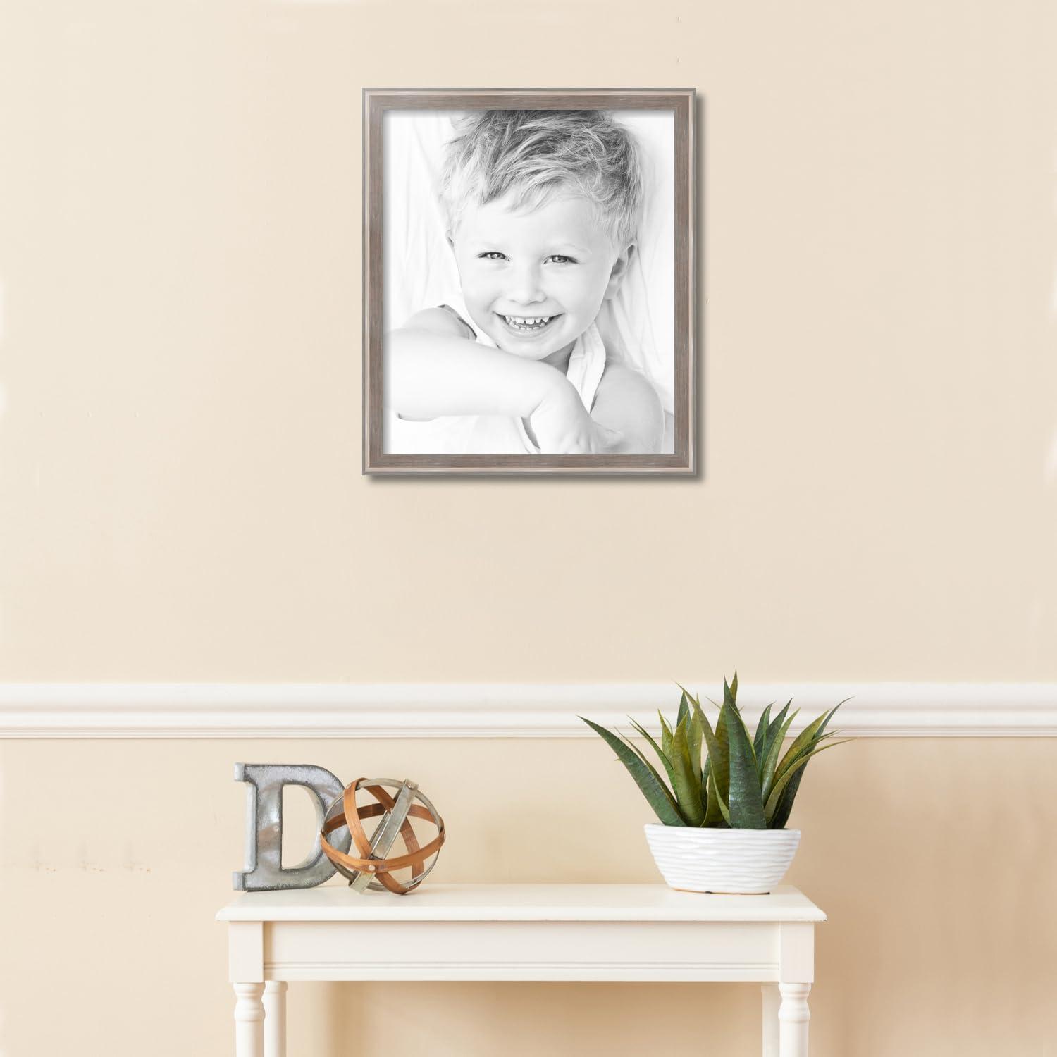 ArtToFrames ArtToFrames 17x20 Inch Gray Picture Frame, This 1.25 Inch Custom Wood Poster Frame is Contrast Light Grey - Comes with Economy Acrylic and Corrugated Backing (2WOMD11215-17x20)
