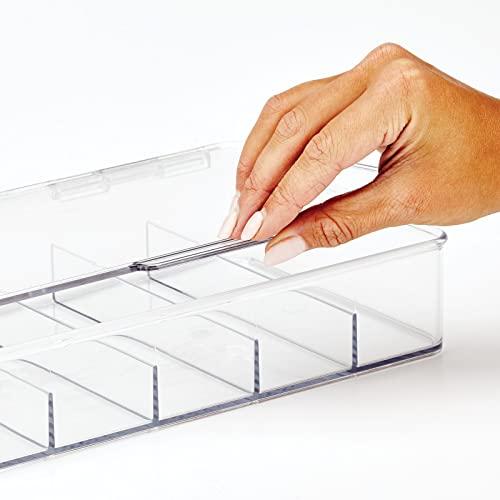 mDesign mDesign Plastic Stackable Eyeglass Case Storage Organizer with Hinged Lid for Unisex Sunglasses, Reading Glasses, Fashion Eye Wear, Protective Glasses, 5 Sections, Ligne Collection - 2 Pack - Clear