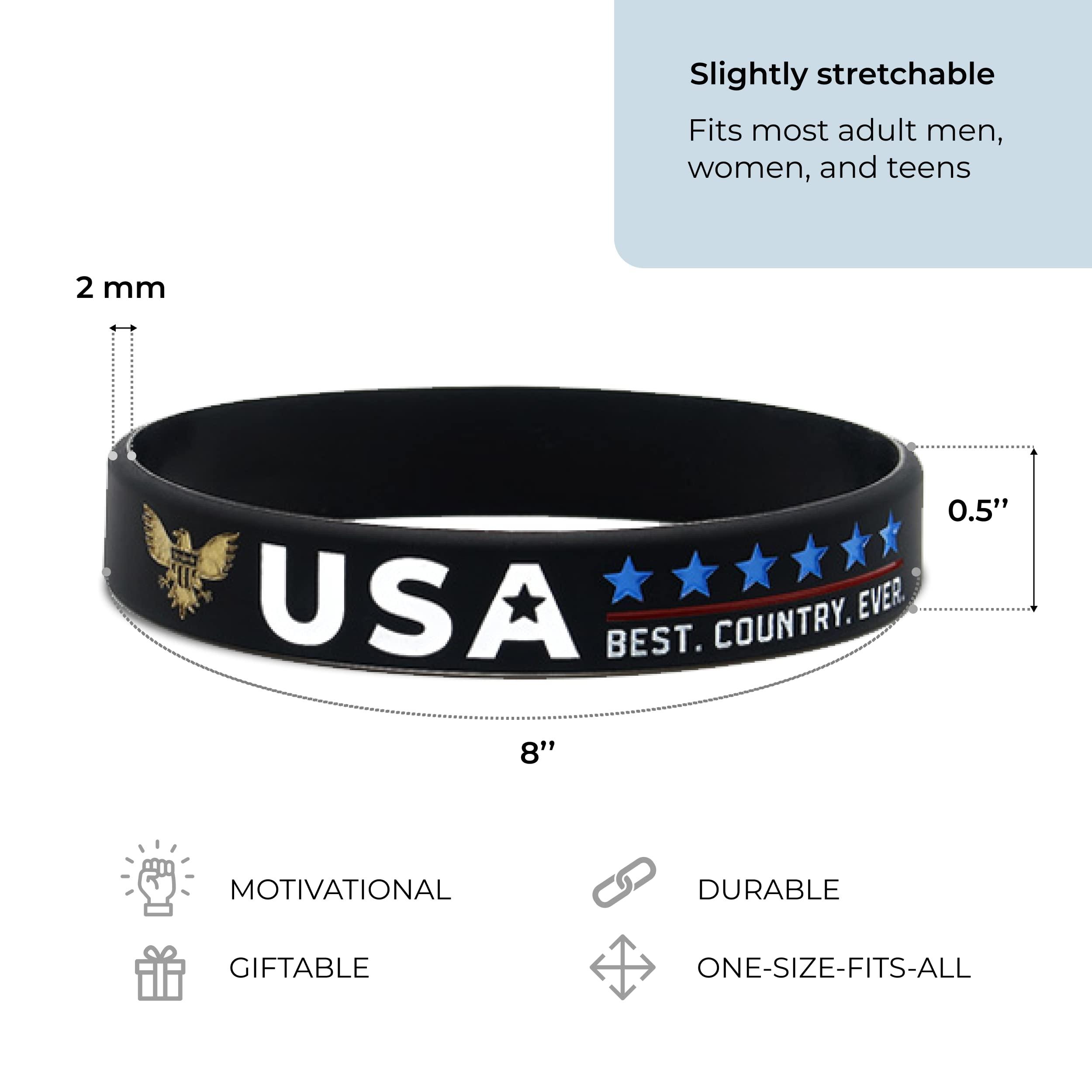 Inkstone Inkstone (12-pack) USA Patriotic Silicone Bracelets, Variety Pack - Wholesale Bulk Patriotic American Flag Gifts Party Favors Supplies - Unisex Patriotic Jewelry Apparel for Men Women Teens