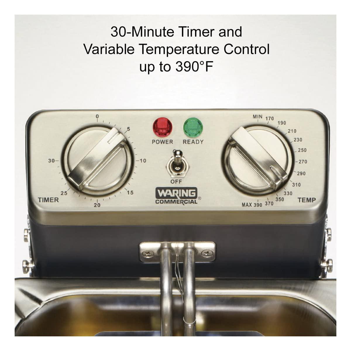 Waring Waring Commercial WDF1000 Heavy Duty 10 lb. Single Basket Deep Fryer , Includes 3 Fry Baskets & Night-Cover-1800W, 120V, 5-15 Plug