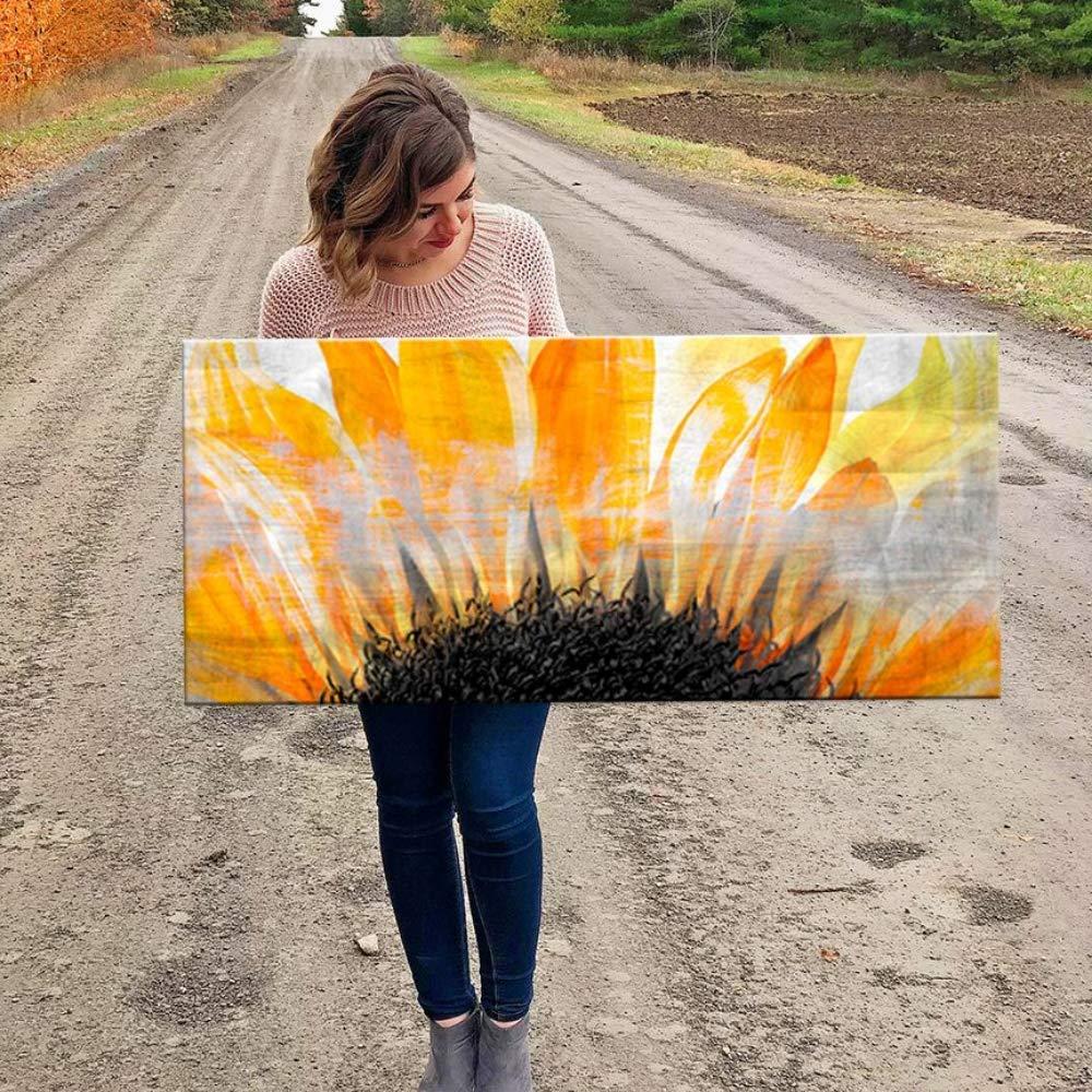 Sense for Decor Sense of Art | Sunflower Print | Wooden Framed Canvas | Ready to Hang Wall Art for Home Decoration | 42x19