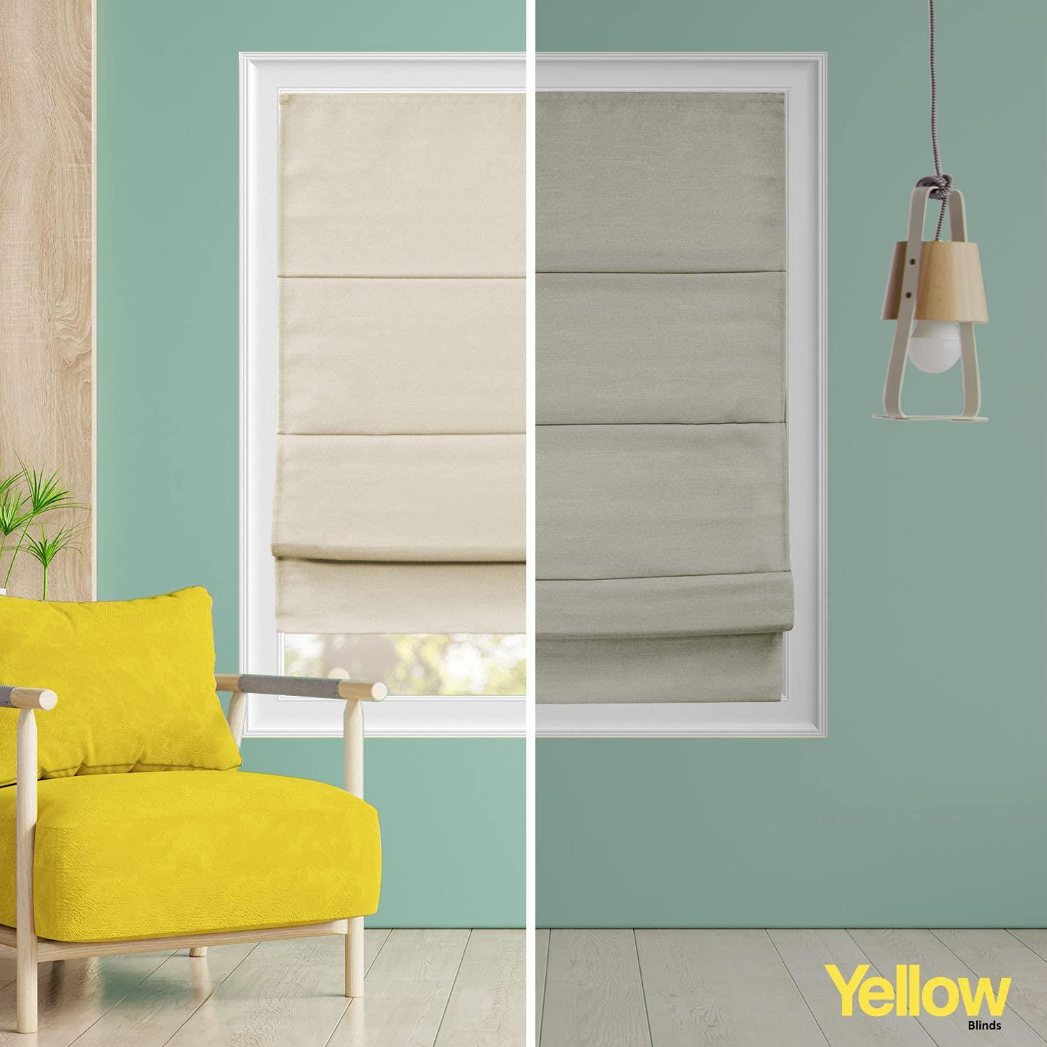 YELLOW BLINDS Cordless Roman Shades for Windows, 100% Blackout Linen Fabric Window Blind Treatment, UV Blocking, Energy Efficient and Privacy Protection, 47 x 64, Doheny Mushroom by YELLOW BLINDS