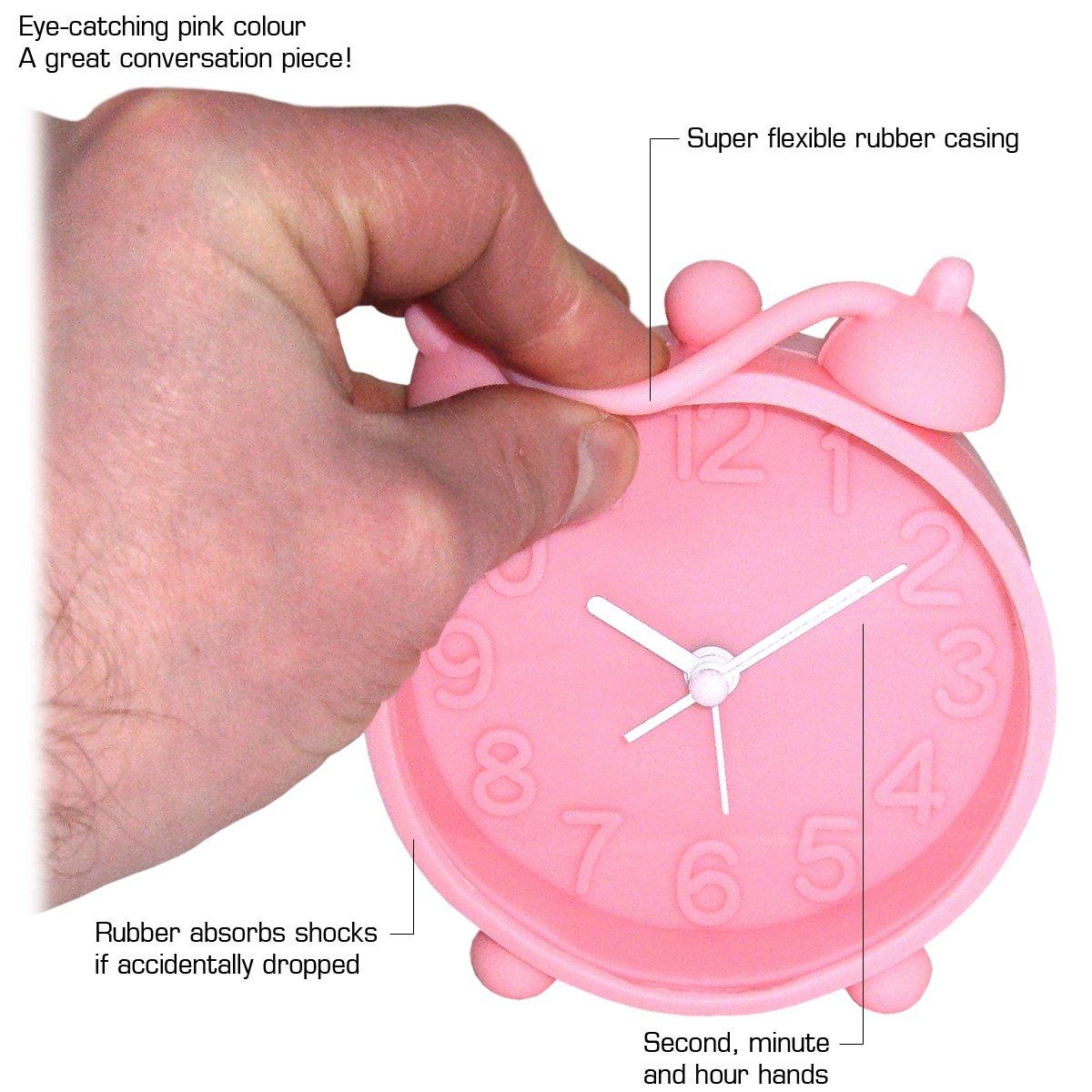 Kaemingk Fun Retro Style \'Rubber\' Quartz Alarm Clock in Pink - Bounce out of Bed! - Ideal Birthday Present, Novelty Gift!