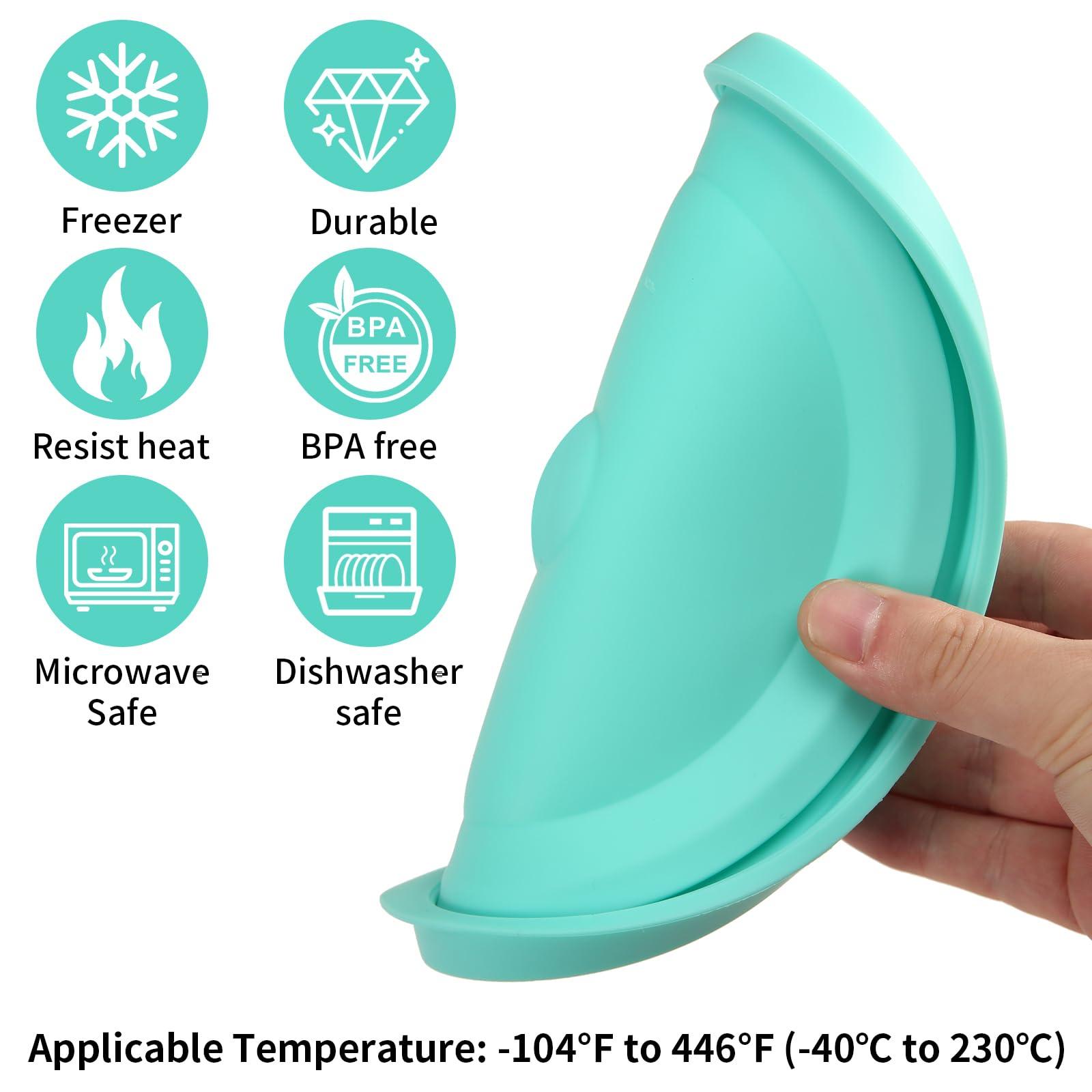 EuChoiz Replacement Lids for Pyrex 7201-PC 4 Cup, Silicone Round Storage Cover Lid for Anchor Hocking Glass Bowl 2 Pack with Date Mark Turquoise