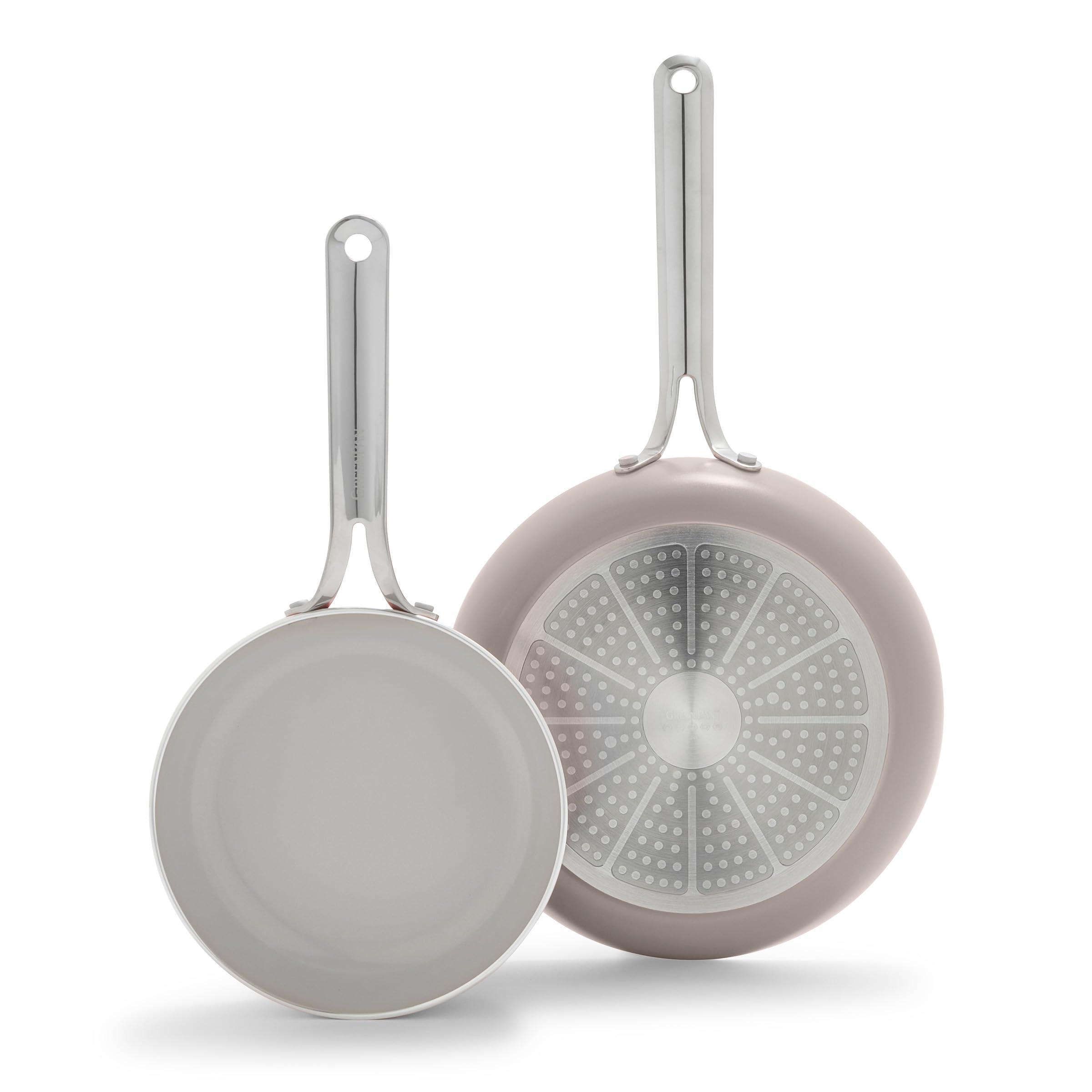 GreenPan GreenPan Nova 8in and 10in 2 Piece Frying Pan Skillet Set, Healthy Ceramic Nonstick, PFAS-Free, Induction Suitable, Dishwasher and Oven Safe, Clay