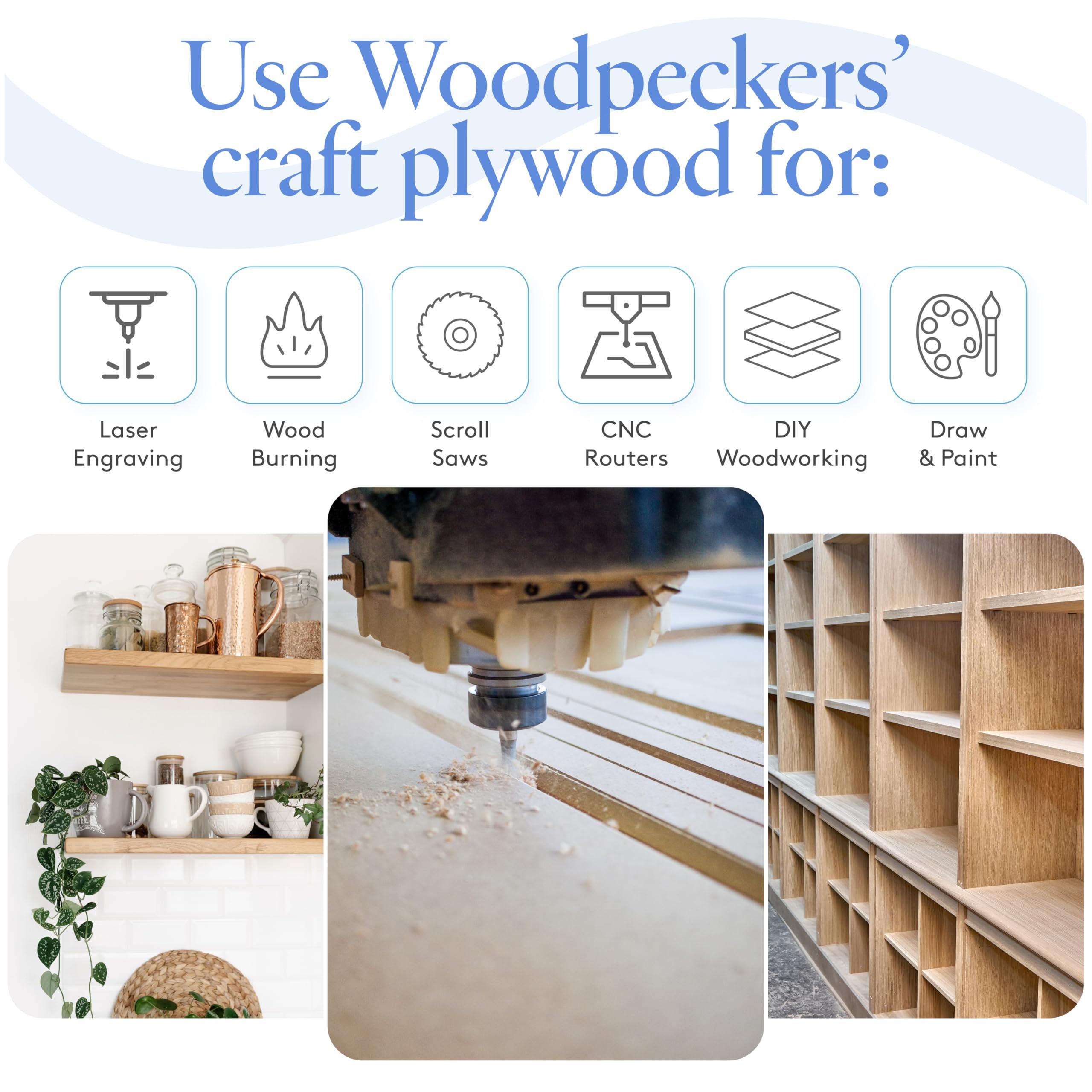Woodpeckers 6 mm Baltic Birch Plywood 1/4 x 18 x 24 Inch, Box of 4 B/BB Grade Craft Wood, Stronger Than Basswood Sheets, for Laser, CNC Cutting and Wood Burning, by Woodpeckers