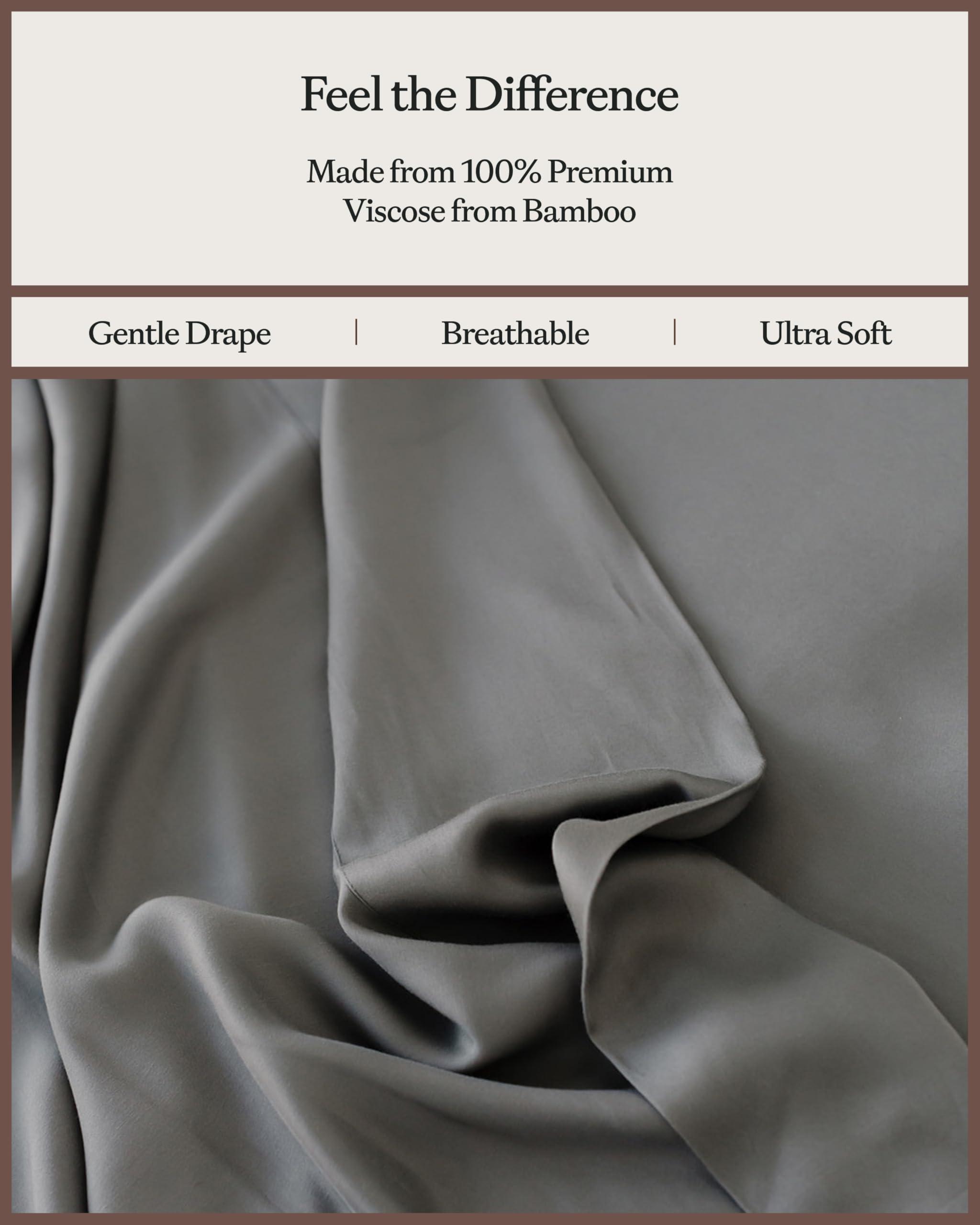 Cozy Earth Cozy Earth Luxury Bed Sheet Set - 100% Viscose from Bamboo Fabric, Ultra-Soft & Breathable, Fits Regular & Deep Pocket Mattresses up to 20\" - 4 Pieces King Sheet Set Charcoal Grey