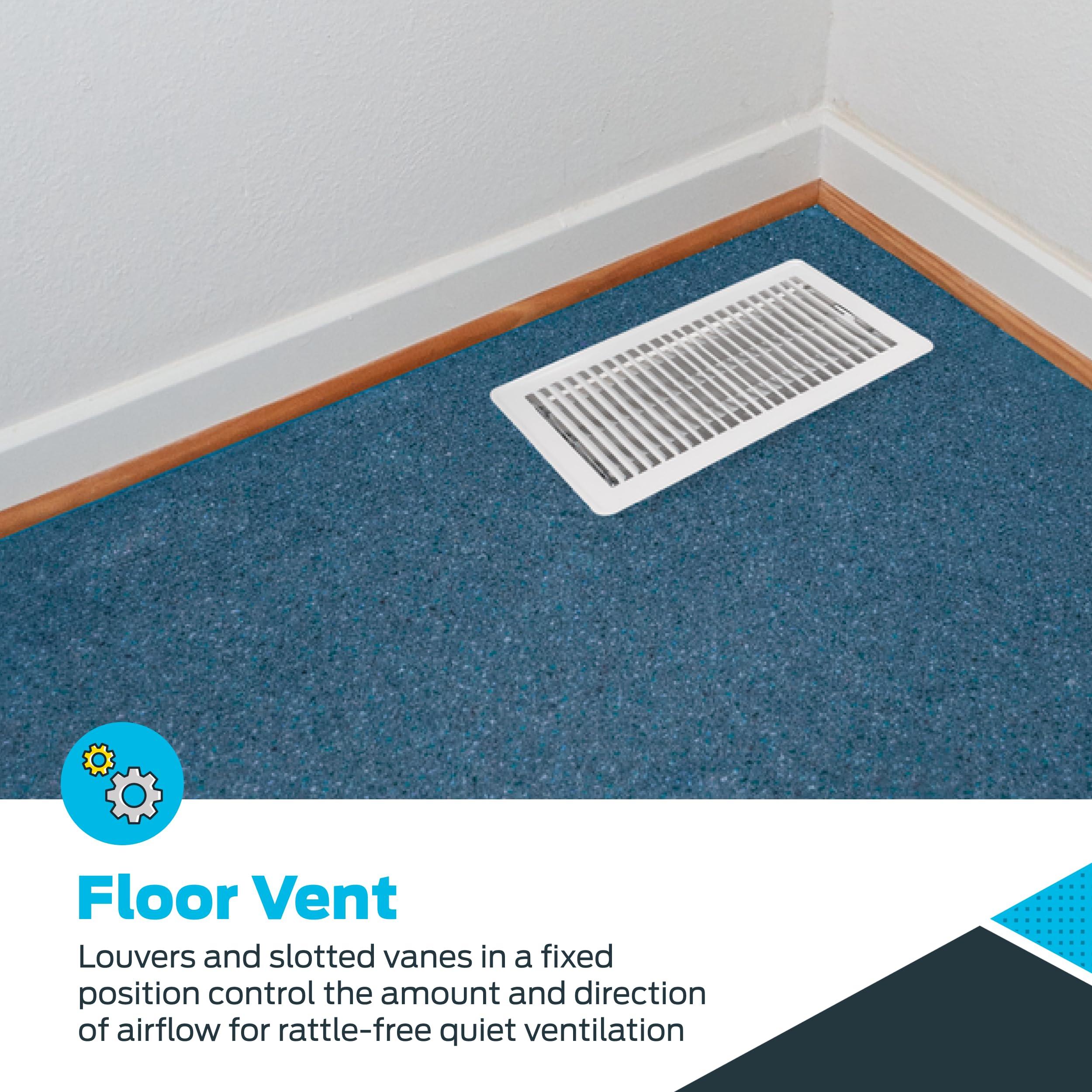 EZ-FLO EZ-FLO 6 x 12 Inch (Duct Opening) Floor Register Vent Cover, One-Way Ventilation Register Diffuser, Solid Steel HVAC Air Vent Cover, White, 61638