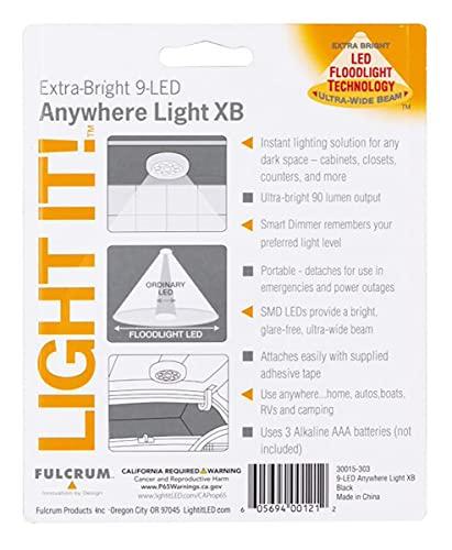 LIGHT IT! LIGHT IT! by Fulcrum, 30015-303 9-LED Anywhere Light XB, Black, Single Pack