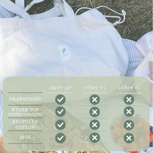 MEE AE MEEAE - Sustainable Drawstring Canvas Bag, Durable XL Tote, Reusable 14oz Bag