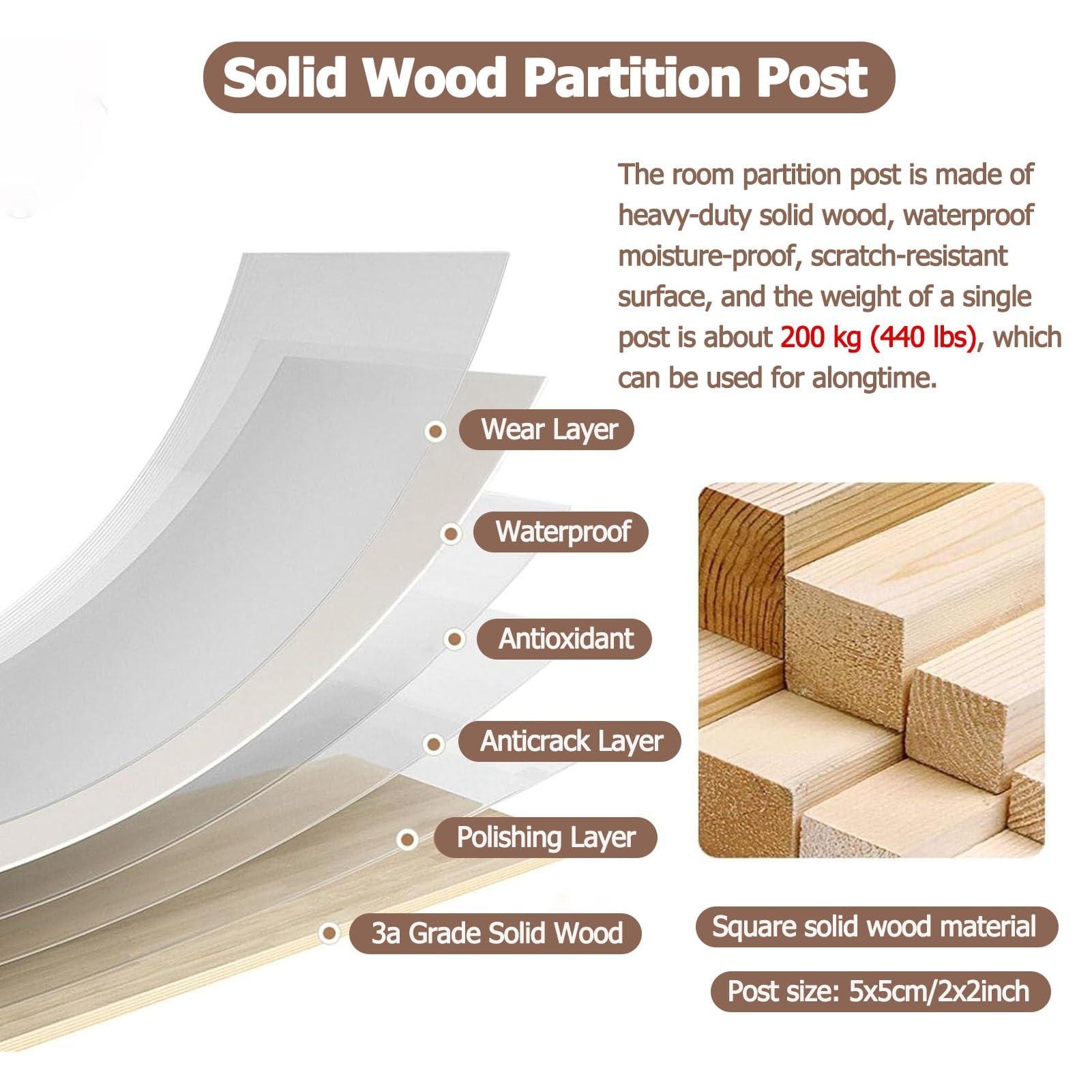 MObyat 8ft 7ft 6ft 5ft 4ft 3ft 2ft Tall Room Divider Column Black, Adjustable Height Wooden Frame Room Separator Fence/Freestanding Modern Wall Post Partition(3PCS,Height 90CM/35.4IN/2.95FT)