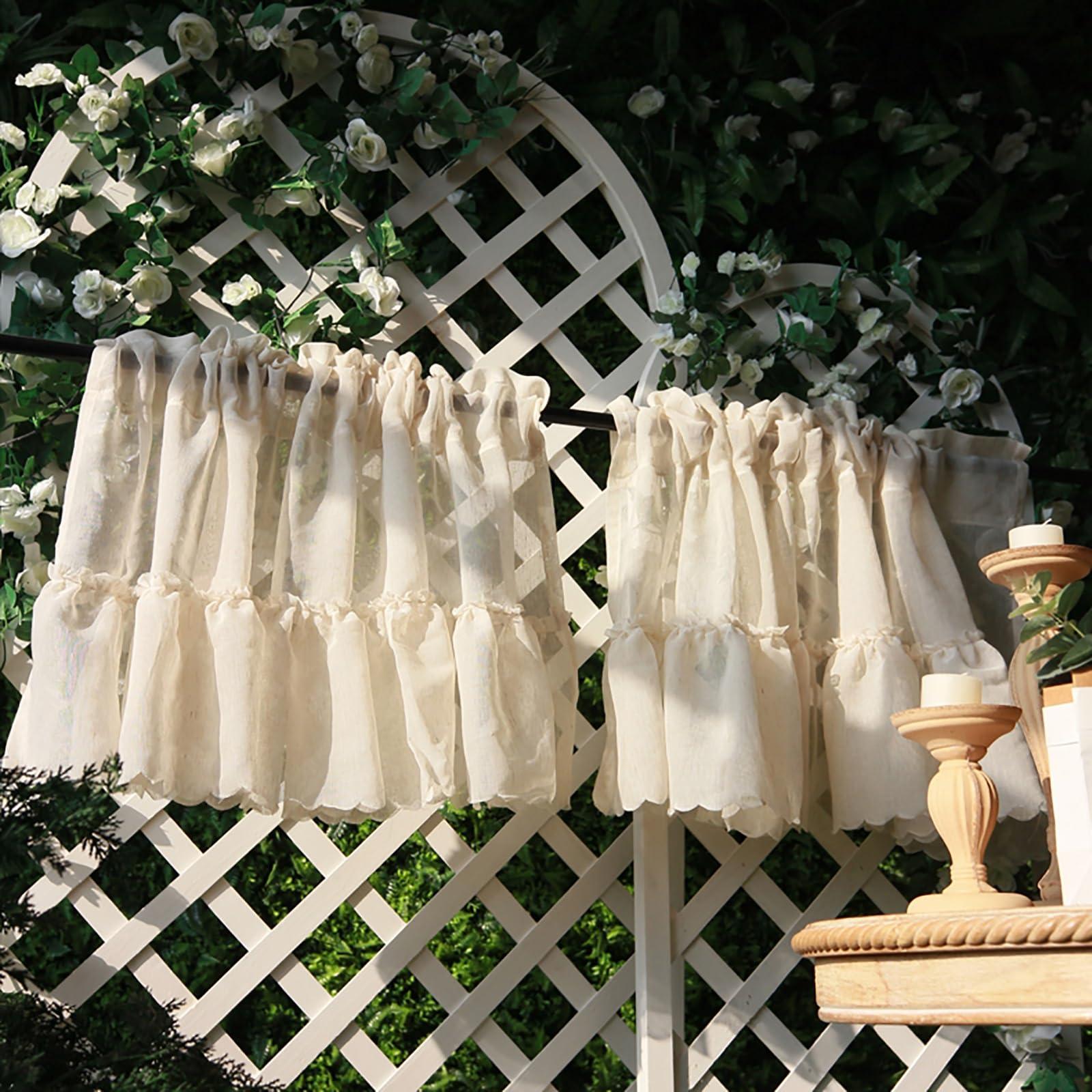 BAYTEWJX Bathroom Window Treatment for Cafe Kitchen Curtains Rustic Farmhouse Short Black Out Curtain for Small Window Bathroom Window Curtains Short Small Cafe Curtains for Living & Dining Room. ( Color : Sty