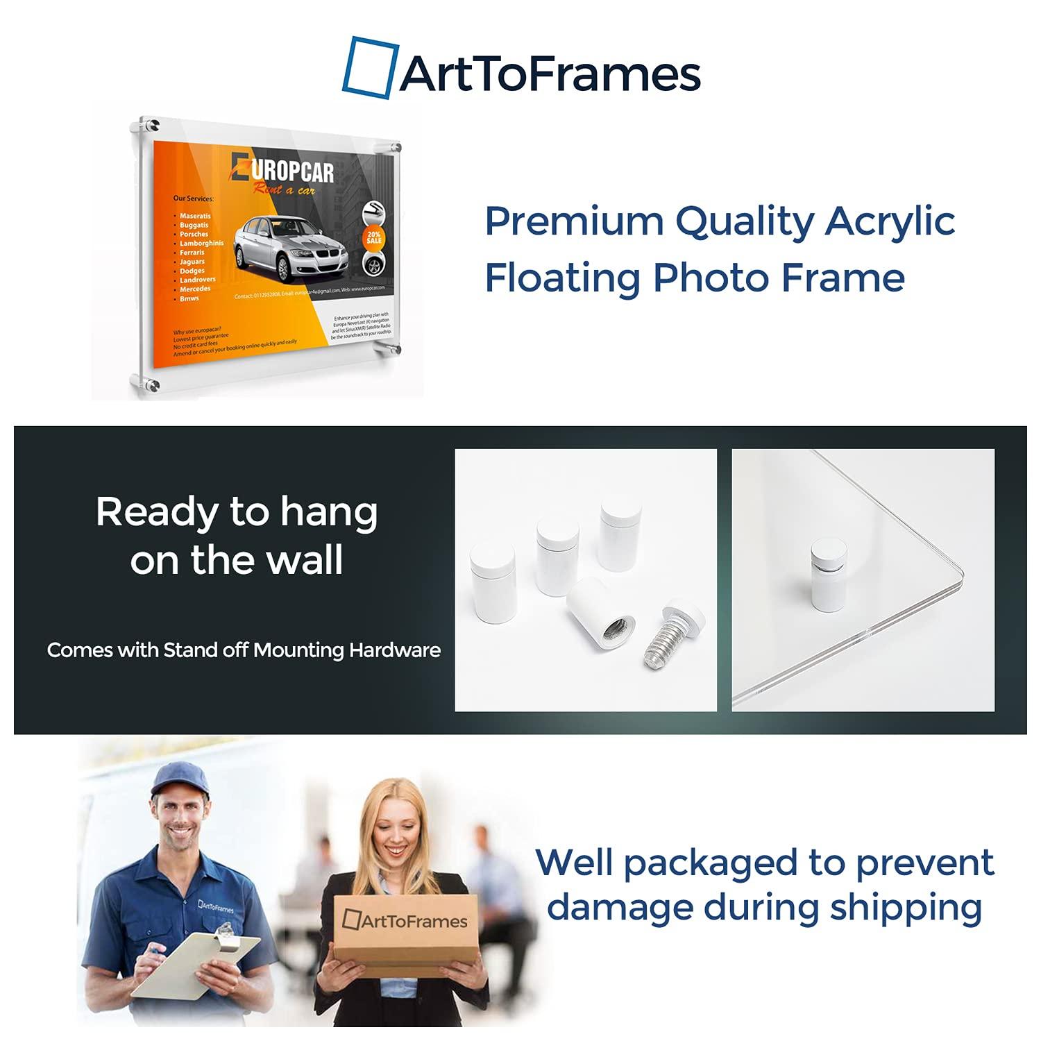 ArtToFrames 27 x 39\" Contemporary Acrylic Floating Frame: Elevate Your Art and Photos in Style - Featuring 19x25mm White Acrylic Standoff for Wall Mounting.