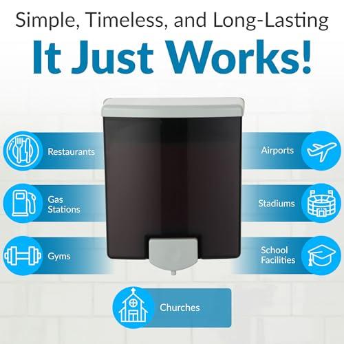 Bobrick Bobrick Surface-Mounted Soap Dispenser - Manual Wall-Mounted 40 fl oz Capacity Top Fill, ADA Compliant, Vandal-Resistant, Visible Soap Level, All-Purpose Liquid Soap Dispenser for Commercial Bathrooms (Model B-40)