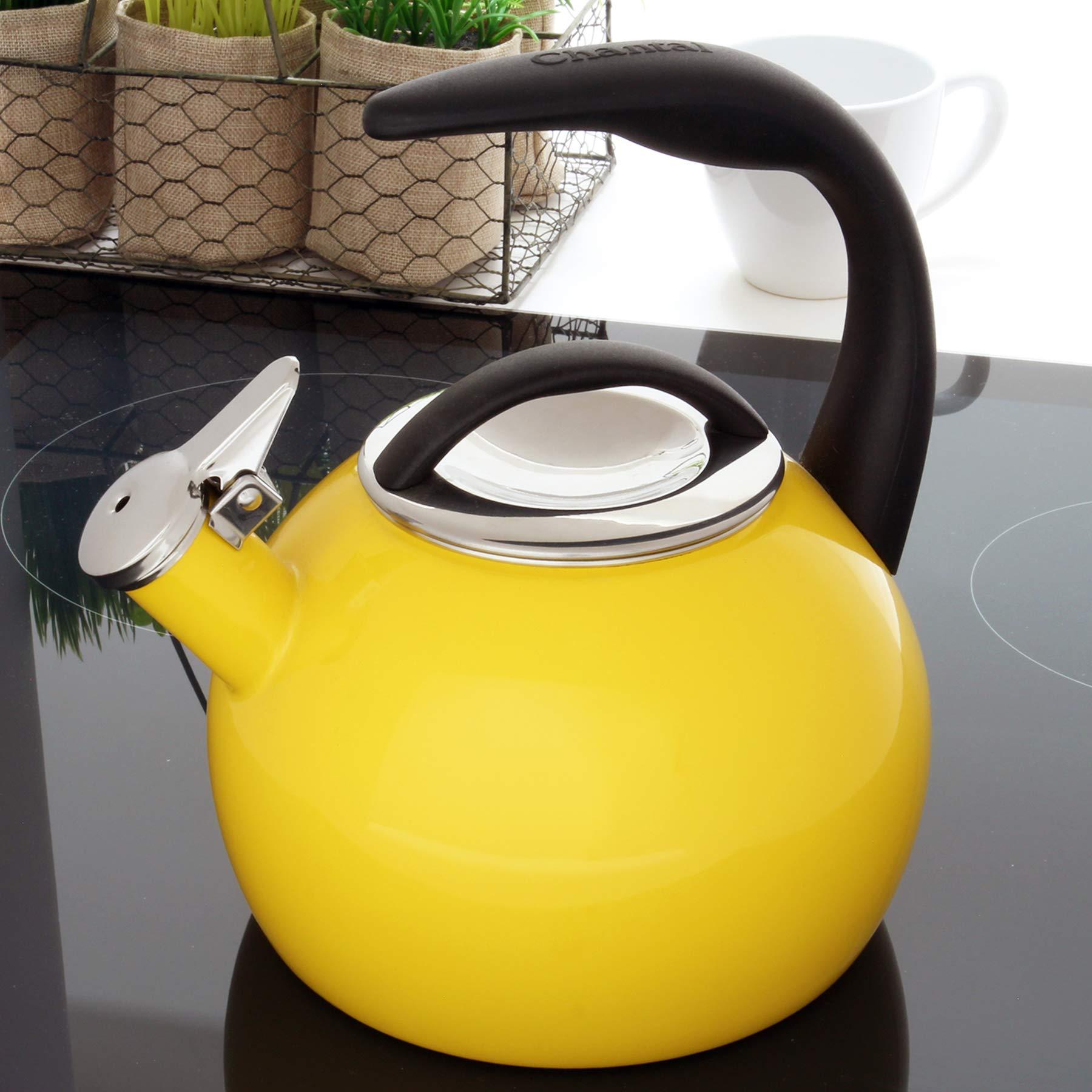 Chantal Chantal 40Th Anniversary Tea kettle, 2 Quart, Enamel Carbon steel, Whistling, Canary Yellow