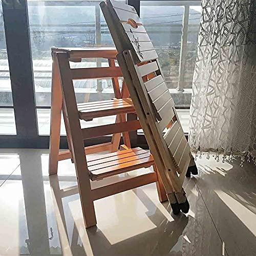 GFHQDPSC Wooden Folding Stepladder Wood Folding Step Stool for Adults & Kitchen Ladders Small Foot Stools Portable Shoe Bench/Flower Rack Durable (Wood Color1 3 Steps)