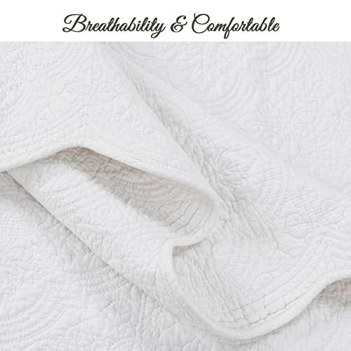 Cozy Line Home Fashions Cozy Line Home Fashions Victorian Medallion Solid White Matelasse Embossed 100% Cotton Bedding Quilt Set,Reversible Bedspread, Coverlet (Blantyre - White, Twin - 2 Piece)