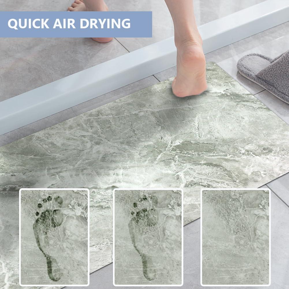 Griclner Griclner Non-Slip Bathroom Mat Rugs, Marble Bath Mat, Extra Absorbent Light Grey Bath Mat for Bathroom, Machine Wash Stone Bath Mat, Dry Fast Solid Super Absorbent Bath Mat (5\'x38\'Light Grey Marble)