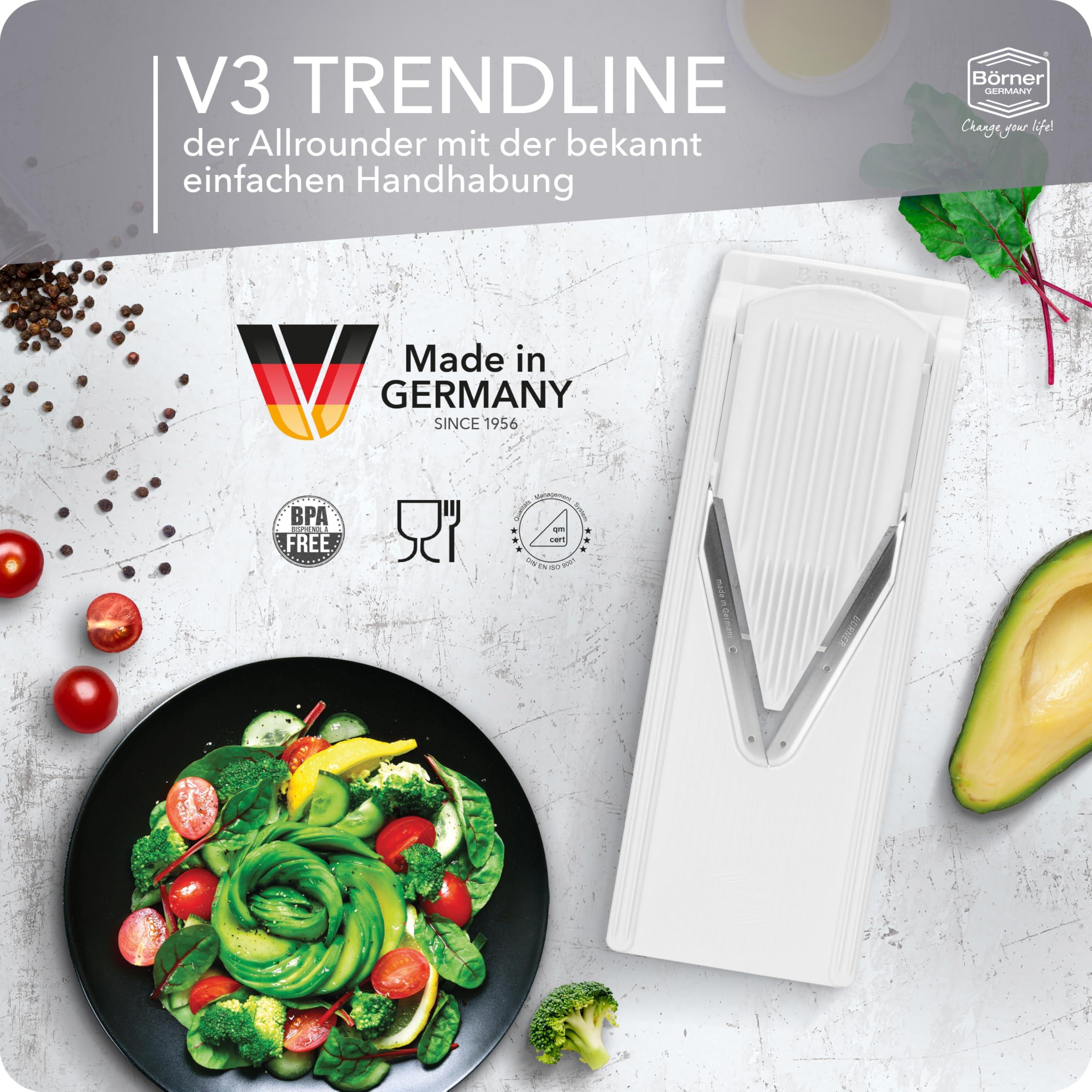 Swissmar Brner V3 TrendLine Mandoline Starter Set (6 pcs.) Vegetable Slicer (V-Slicer) + Safety Guard + Inserts + Collection Tray + Multibox Kitchen Slicer Set (White)
