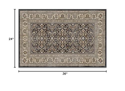 RUGGABLE Ruggable Washable 2x3 Area Rug, Alessia Dark Wood, Premium Vintage Rugs for Living Room, Bedroom, Kitchen, Office, Classroom with Gripper Non Slip Pad