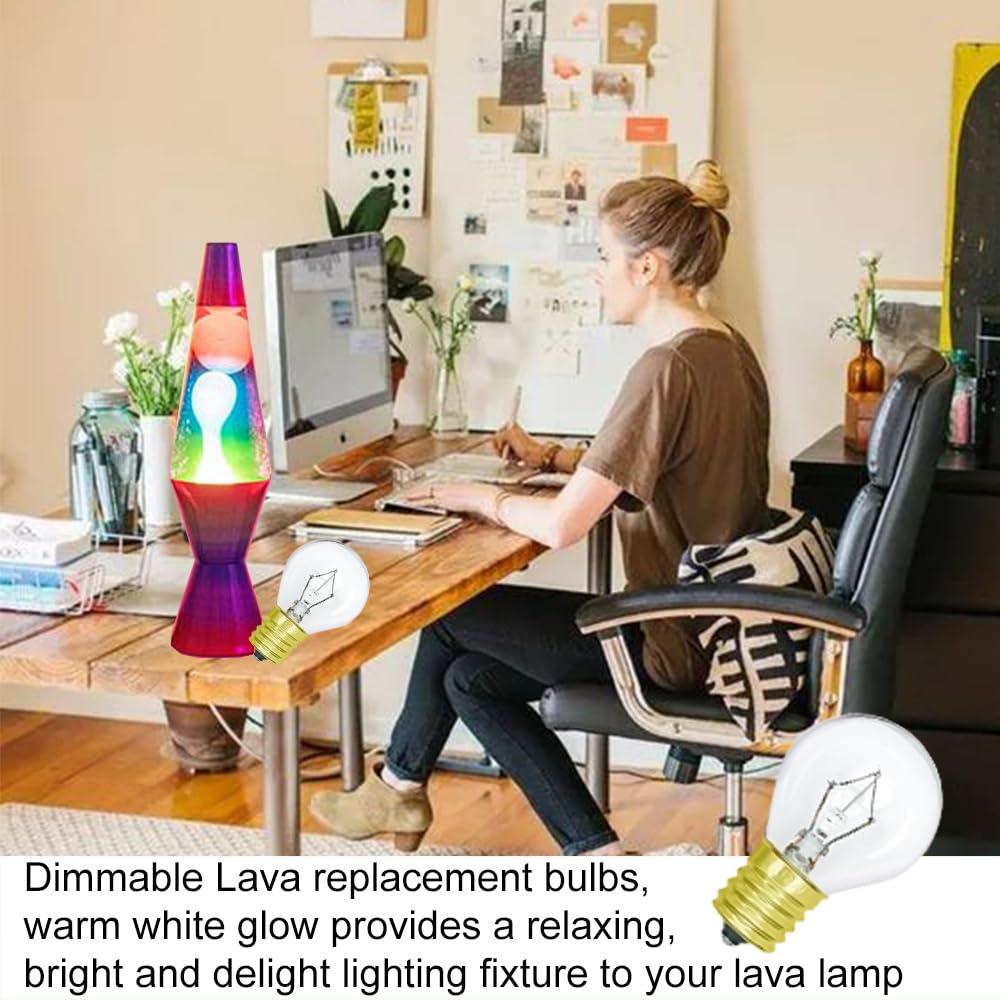 PaeorRorL Lava Lamp Light Bulb S11 25W E17 Base Replacement Bulbs for 14.5 Inch Lava Lamps and Glitter Lamps,120 Volt,Dimmable,2700K Warm White,6 Pack