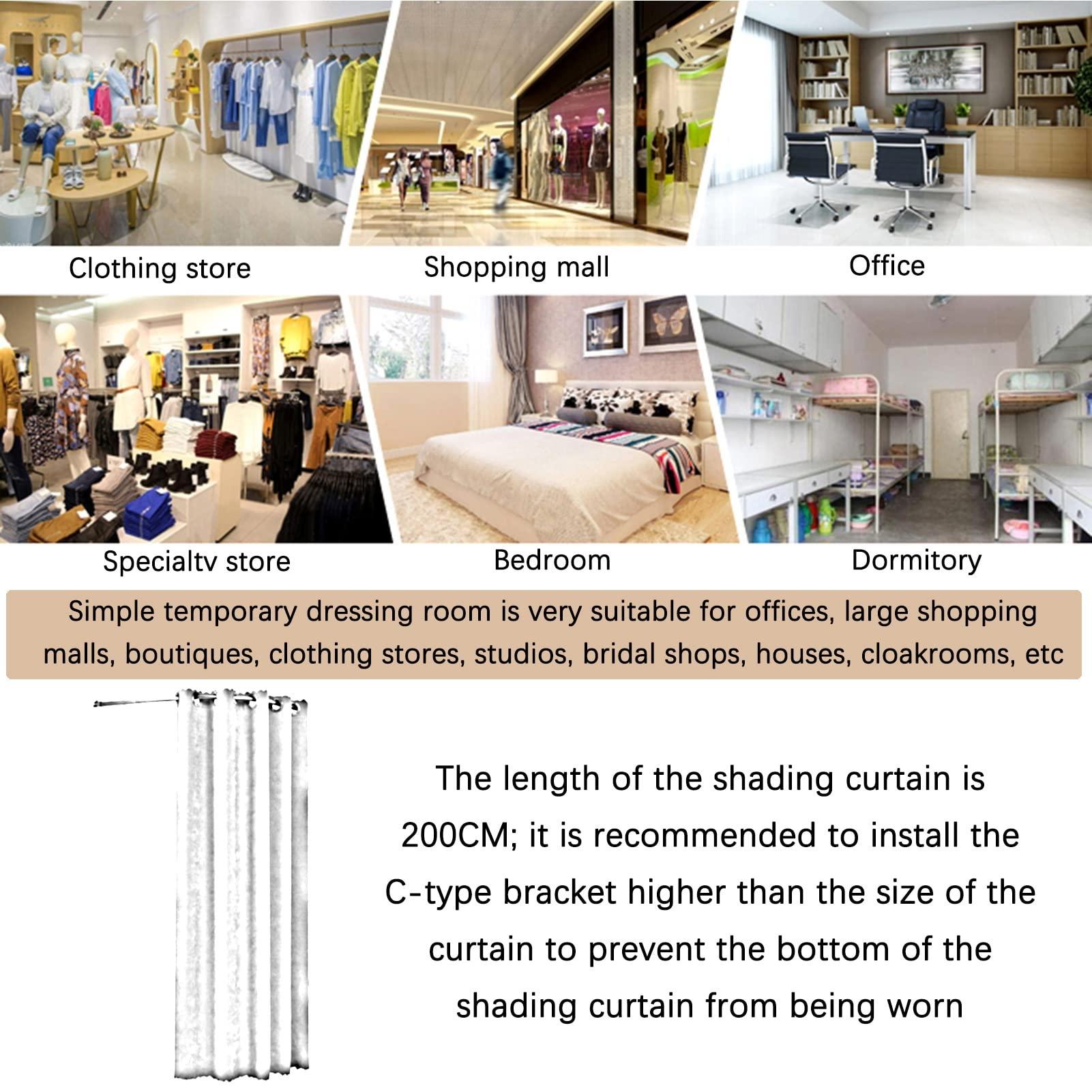 XUEHONG001 XUEHONG001 Clothing Store Fitting Room, C-Shaped Metal Track Locker Room, Privacy Protection Blackout Curtain Kit, Outdoor Clothing Stall Shopping Mall Changing Room, Wall-Mounted