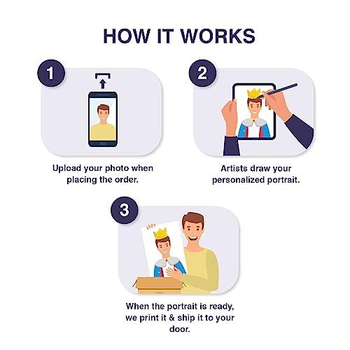 Turn Me Royal Turn Me Royal Custom Portrait from Your Photo, Funny Wall Art Gifts for Men, for Husband, for Father, Turn Him into Royalty (The King, 8" x 10")