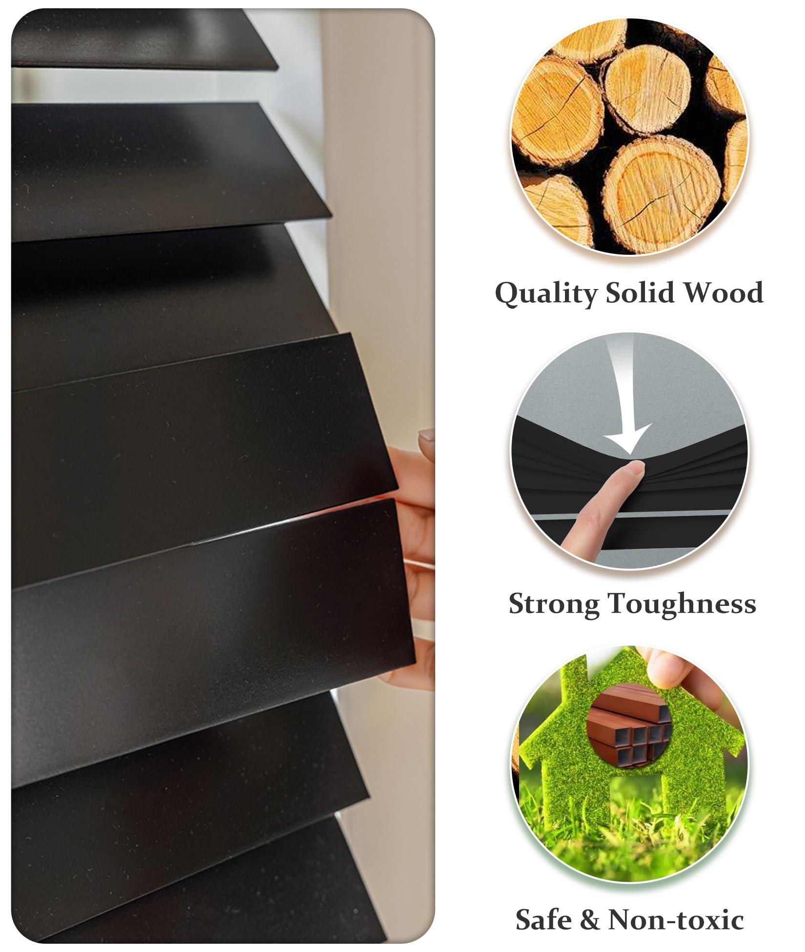 errzom Custom Blinds Wood Blinds for Windows, Light Filtering Wooden Blinds for Interior Windows, 2 Inch Wooden Window Blinds, Blackout Blinds & Shades, Black Kitchen Blinds,Black,70.25'' W X 60'' H