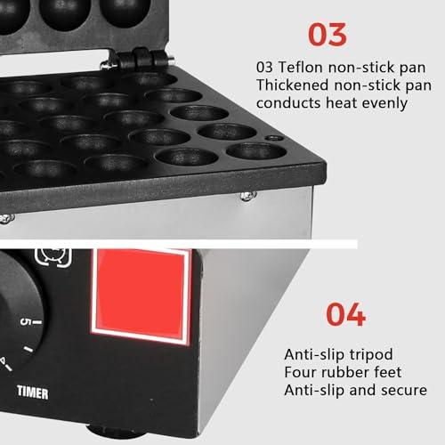 DAZULI Mini Dutch Pancake Baker Maker Commercial Electric Dorayaki Maker Muffin Making Machine Non-stick Waffle Pancake Maker for Restaurant Bakery Leisure Snack Bar,50hole