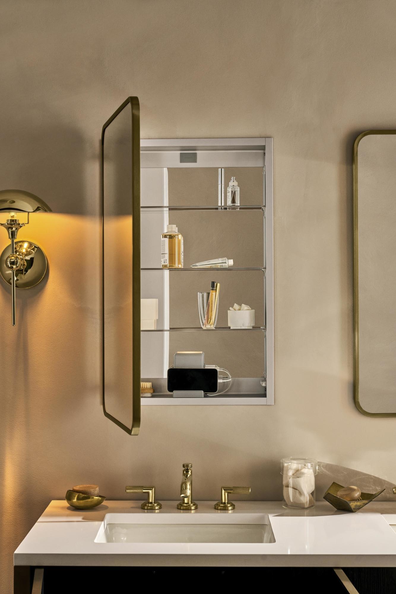 Robern Robern CC2444D4RCSC Craft Series 23-1/4\" x 43-5/8\" Framed Single Door Medicine Cabinet with Soft Close Hinges - Polished Stainless Steel