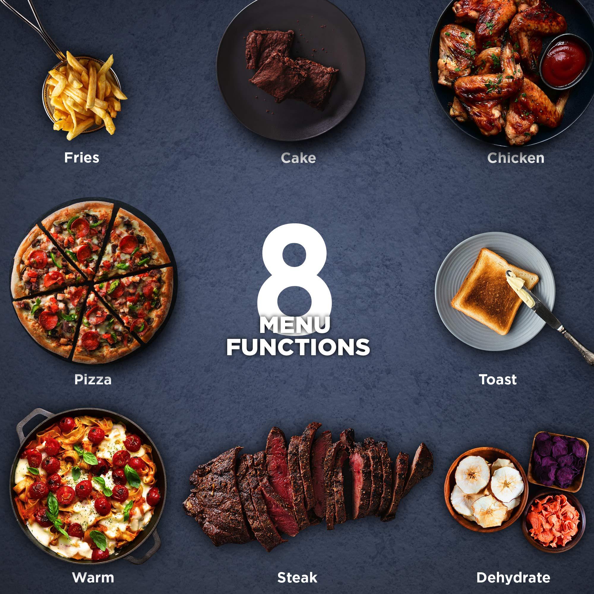 Elite Gourmet Elite Gourmet EAF1010D Programmable 10L Air Fryer Convection Countertop Oven, 8 Menu Settings, Temperature + Timer Controls, Bake, Toast, Broil, Air Fry, 1500W with Recipes, Steel Exterior