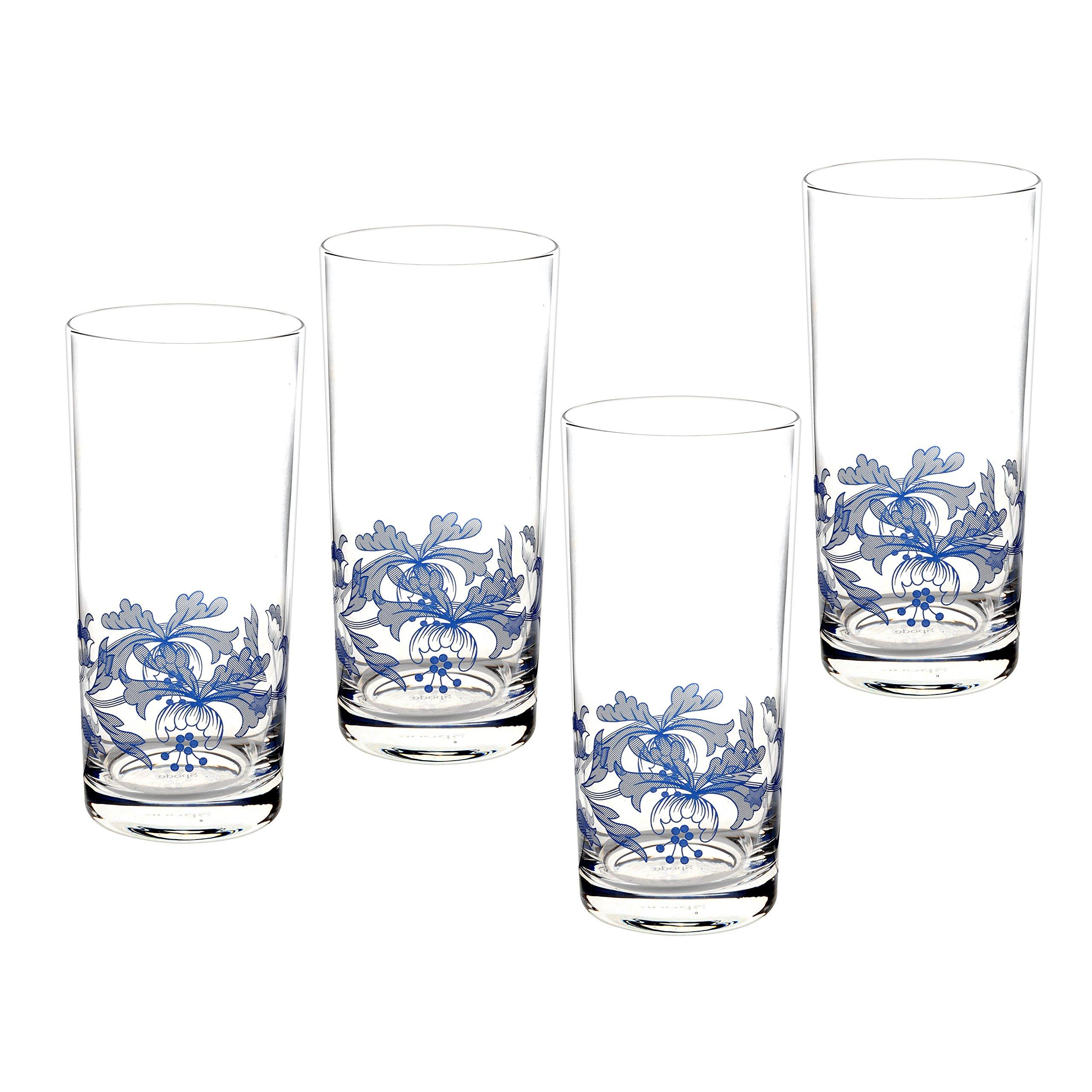 Spode Portmeirion Spode Blue Italian Highball Glasses | Set of 4 | 15 Fluid Ounces |Glasses for Water, Cocktails, and Other Beverages | Handwash Only