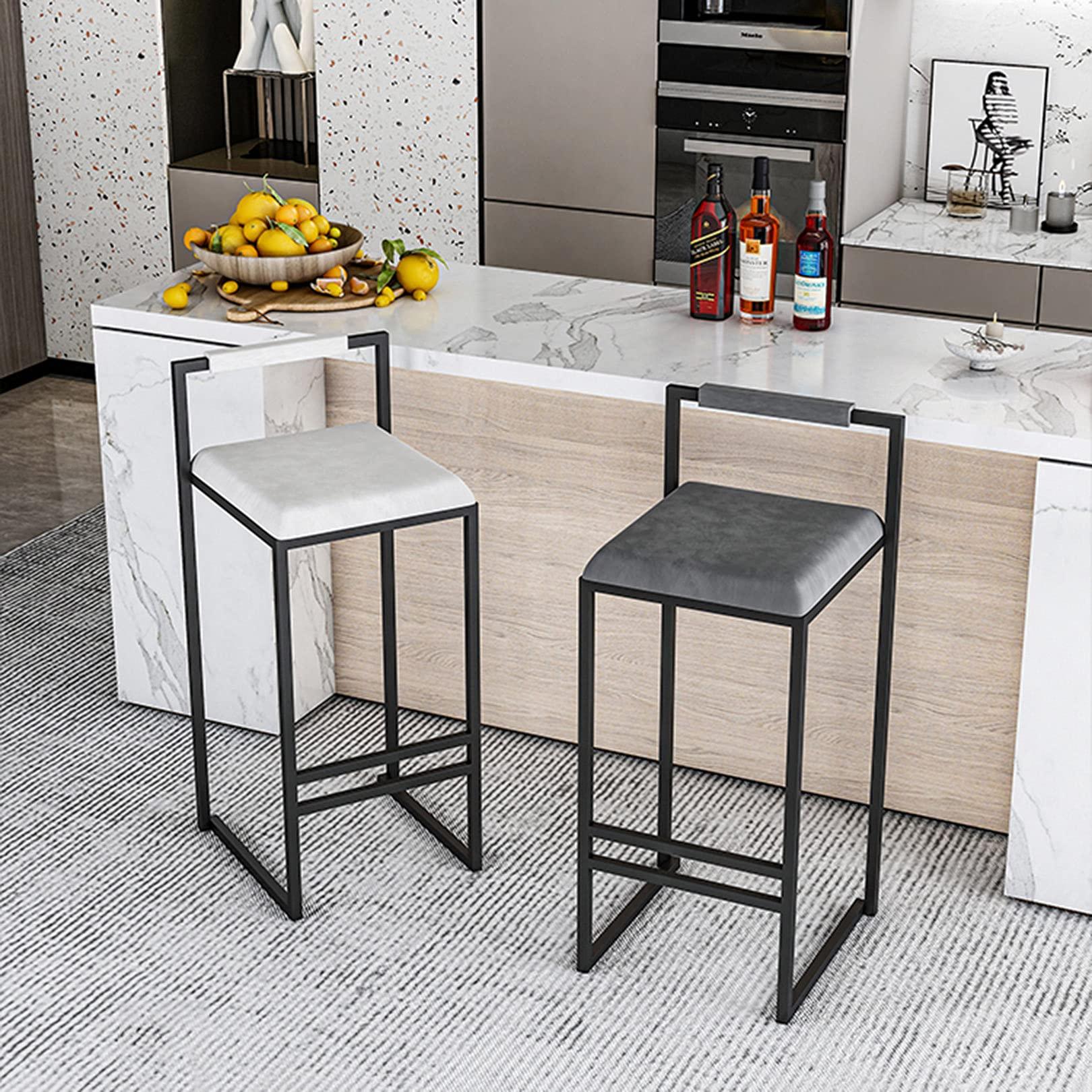 SYCARPET Bar Stools with Low Back Counter Stools for Kitchen Island, Dining Room and Living Room, Modern Designed Simple Square Pub Barstools(2pcs)