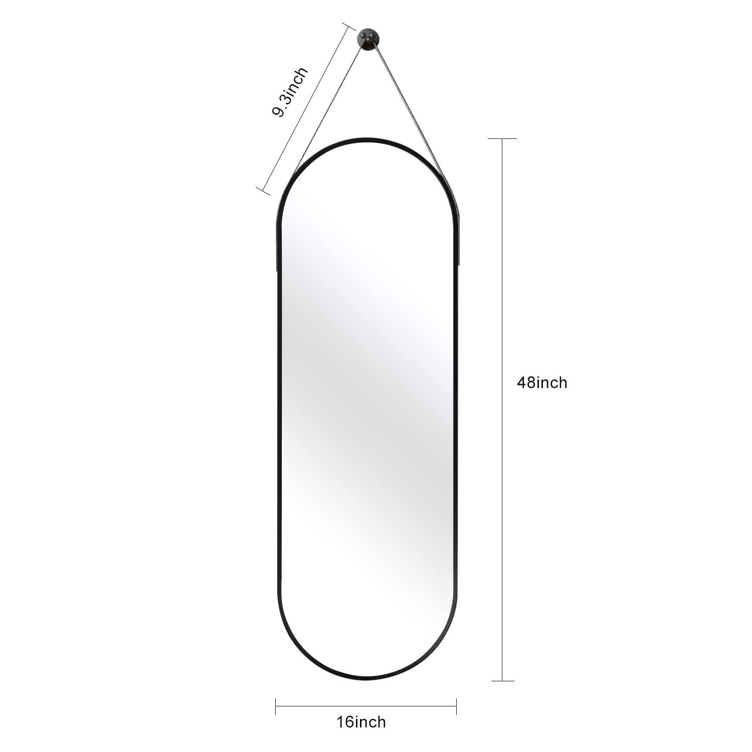 OGCAU OGCAU Full Length Mirror, Wall Mirror Full Length, Wall-Mounted Mirror, Body Mirror for Wall in Bedroom, Arched-Top Mirror, Hanging Mirror with Aluminum Alloy Frame (Oval Black)