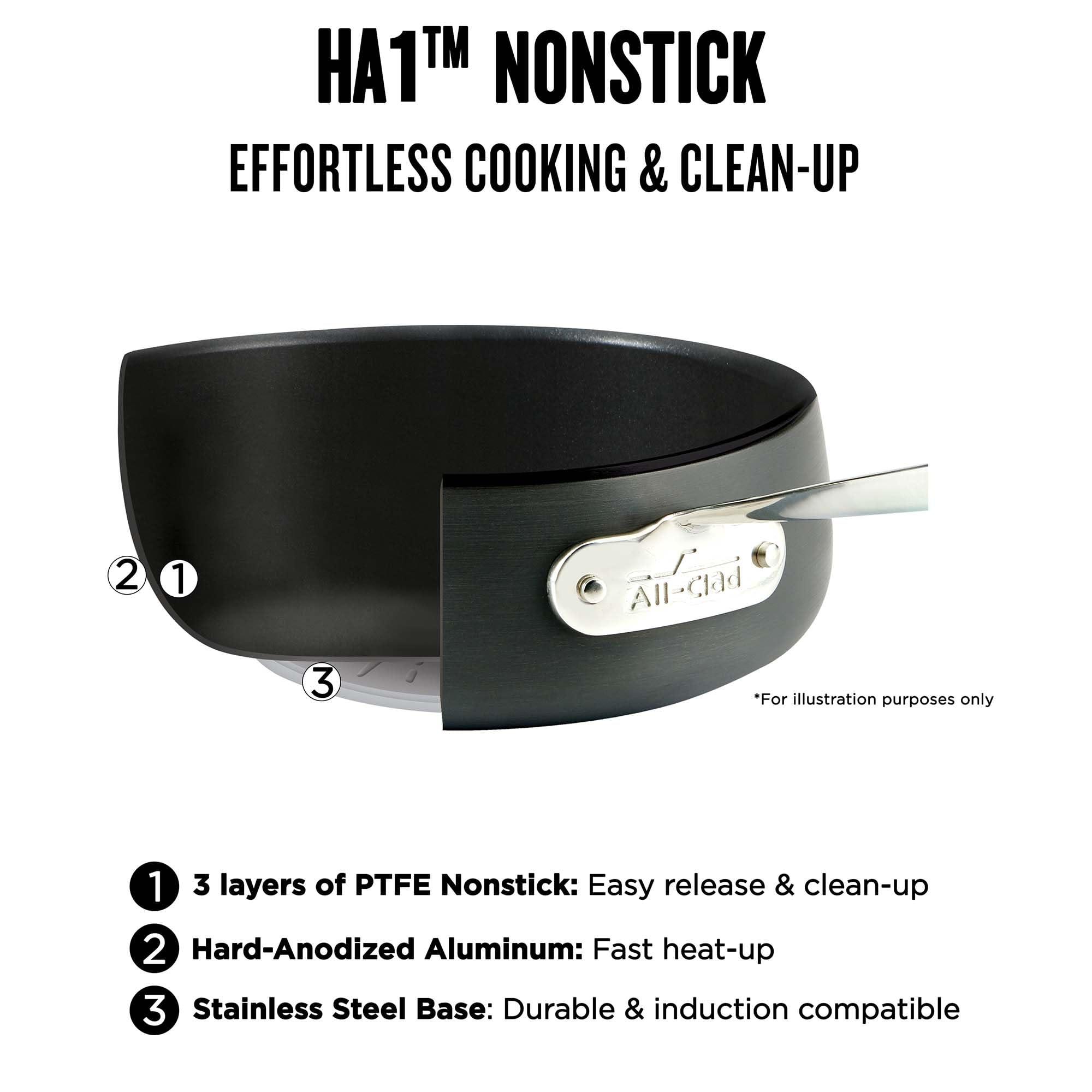 All-Clad All-Clad HA1 Hard Anodized Nonstick Griddle 11x11 Inch Oven Broiler Safe 500F, Lid Safe 350F Pots and Pans, Cookware Black