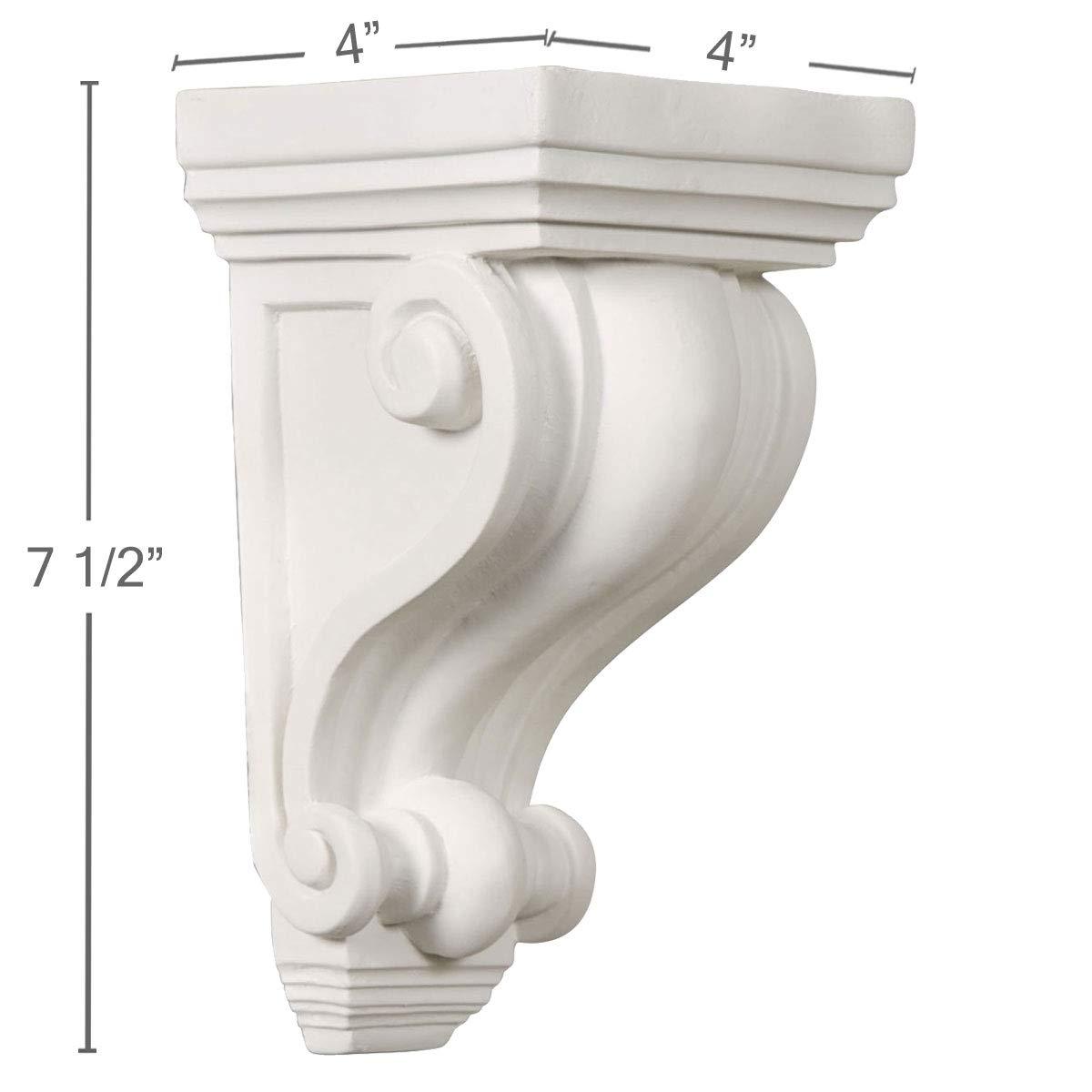 Ekena Millwork Ekena Millwork COR04X04X07DE 4-Inch W x 4-Inch D x 7 1/2-Inch H Devon Corbel , White