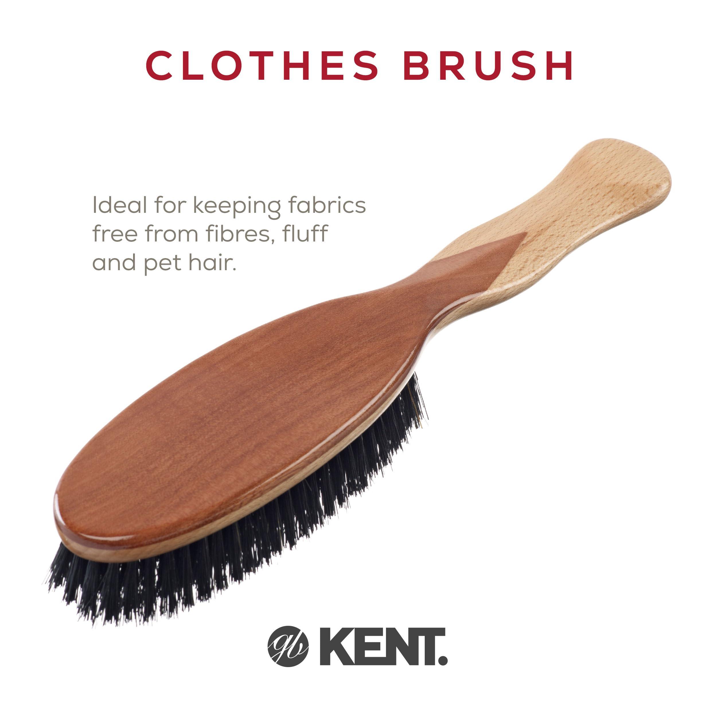KENT Kent CS1B Clothes Brush, Fabric Lint Remover for Cotton, Wool, Suede and Silk, Pure Black Bristles Handcrafted Two Tone Cherrywood Veneer Remover for Dust, Fluff and pet Hair. Made in England