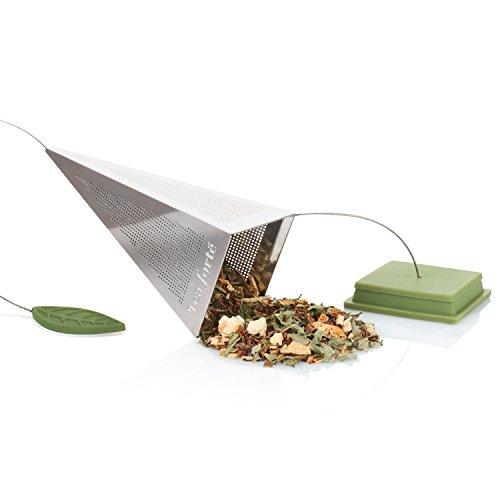 Tea Forte Tea Forte Icon Stainless Steel Loose Leaf Tea Infuser, Extra Fine Strainer with Silicone Leaf and Base