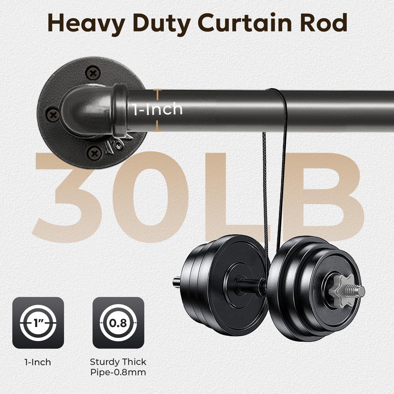 zeerobee Zeerobee Curtain Rods for Windows 144 to 168, 1 Inch Industrial Wrap Around Curtain Rod, Indoor/Outdoor Room Divider Adjustable Drapery Pole, 144"-168", Grey