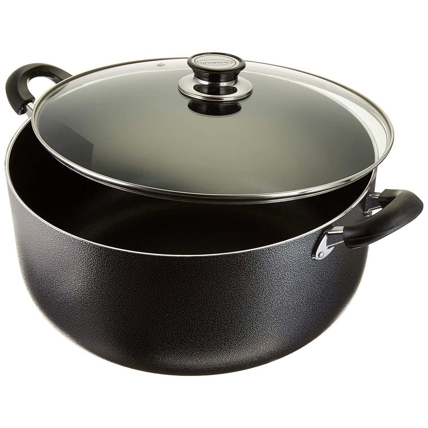 Generic Thaweesuk Shop New 16 Quart Non Stick Aluminum Sauce Pot with Vented Glass Lid Dark Gray 13.4\" Diameter x 6.7\"H of Set