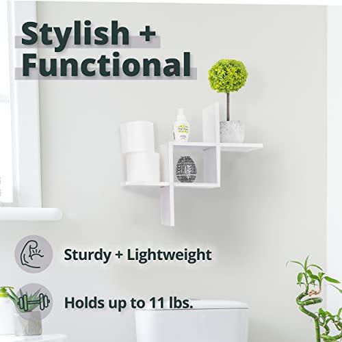 Greenco Greenco Criss Cross Intersecting Floating Shelf, Easy-To-Assemble Floating Wall Mount Shelves for Bedrooms and Living Rooms, Espresso Finish