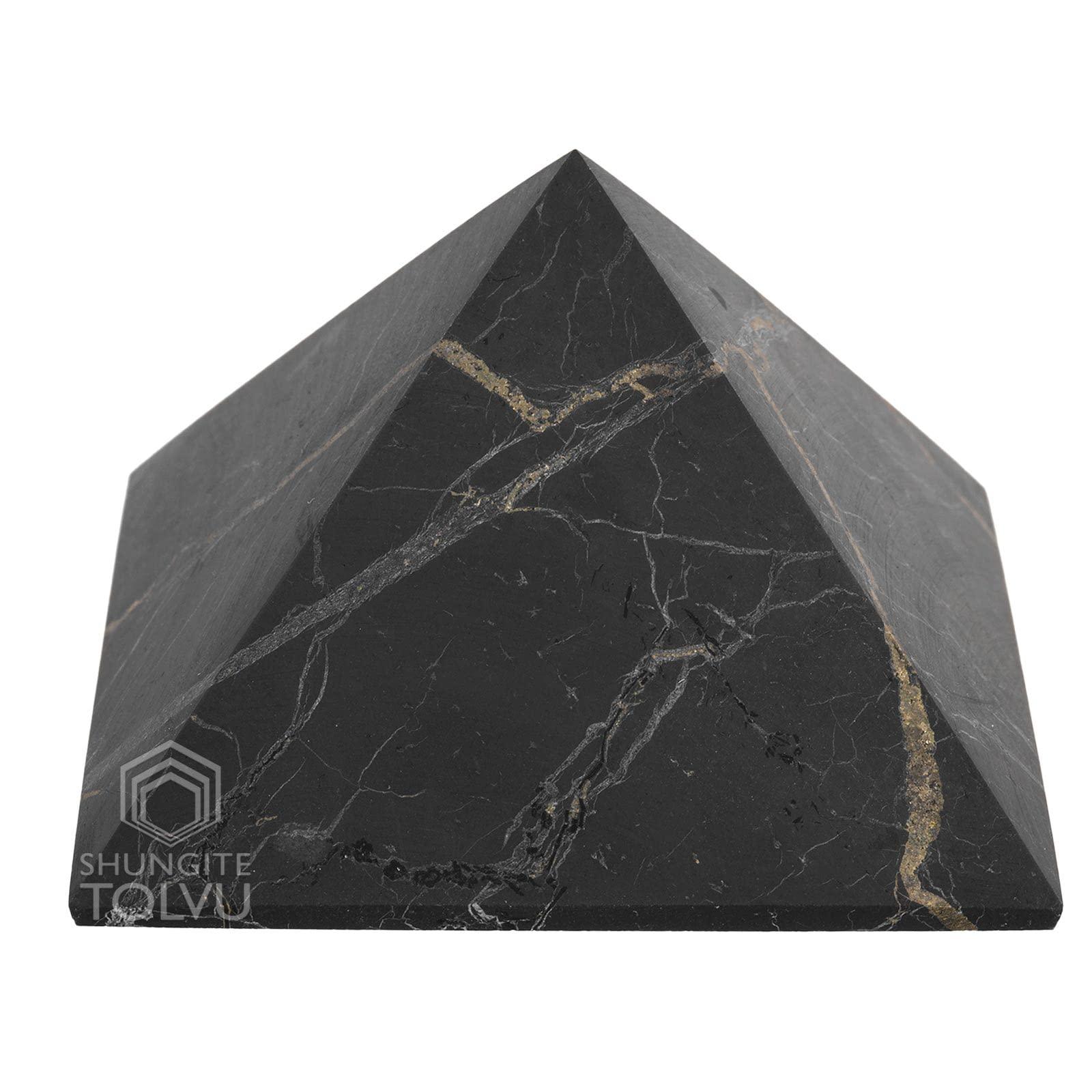 SHUNGITE TOLVU Big Shungite Pyramid - 4.7 inches - 12 - Unpolished - Authentic Russian Shungite Stone- TOLVU