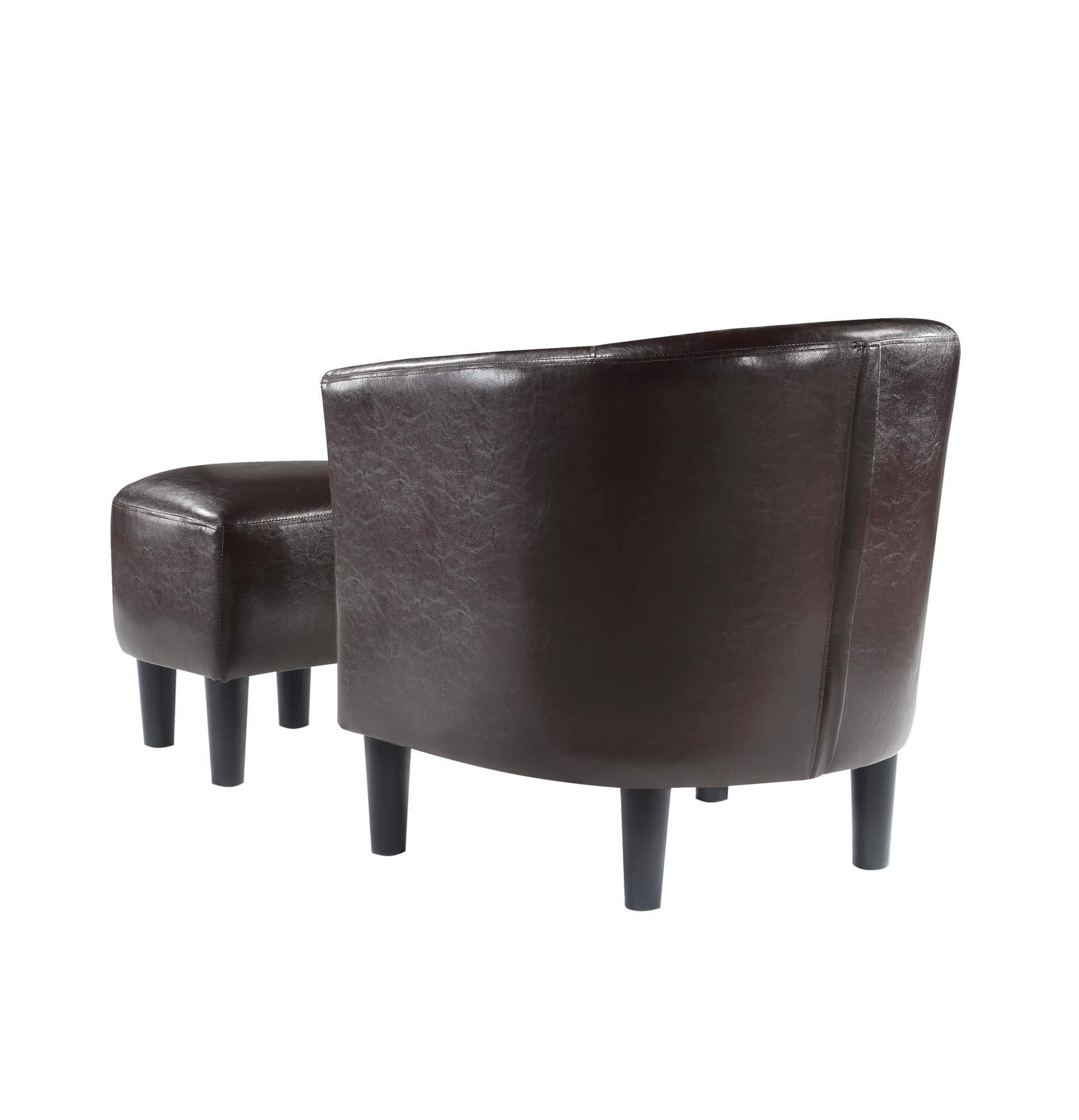 Convenience Concepts Convenience Concepts Take a Seat Churchill Accent Chair with Ottoman, Espresso Faux Leather