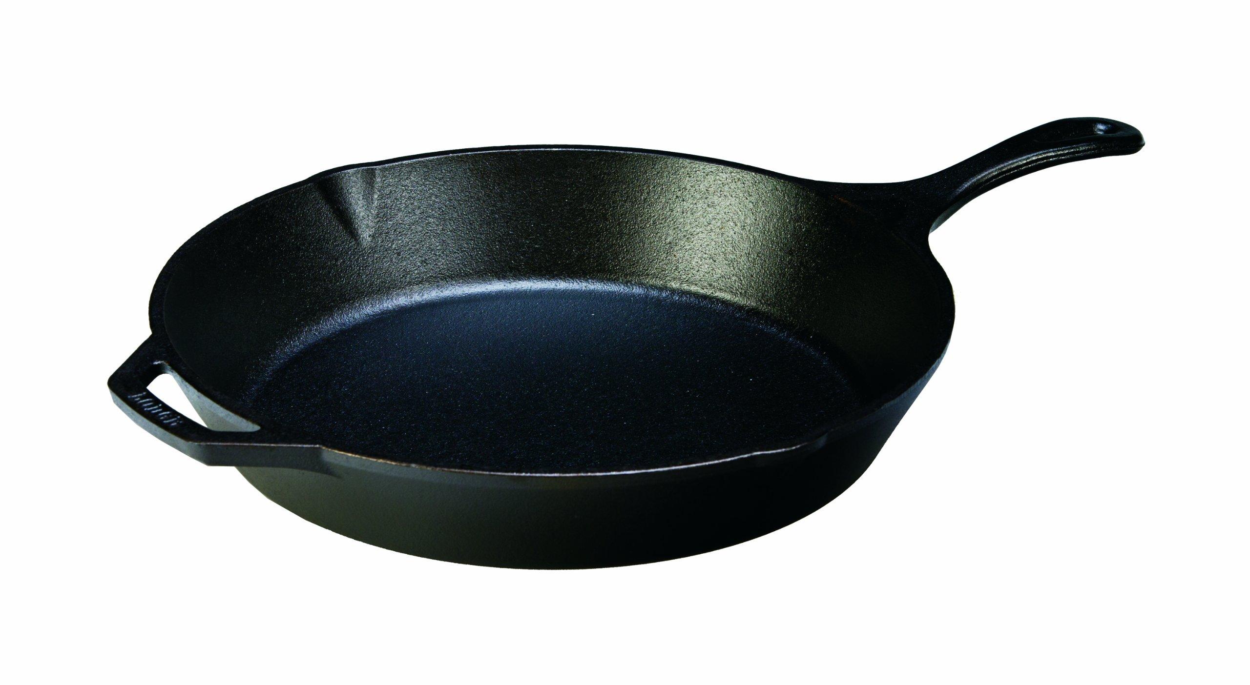 Lodge Lodge 13-1/4 Inch Cast Iron Pre-Seasoned Skillet Signature Teardrop Handle - Use in the Oven, on the Stove, on the Grill, or Over a Campfire, Black