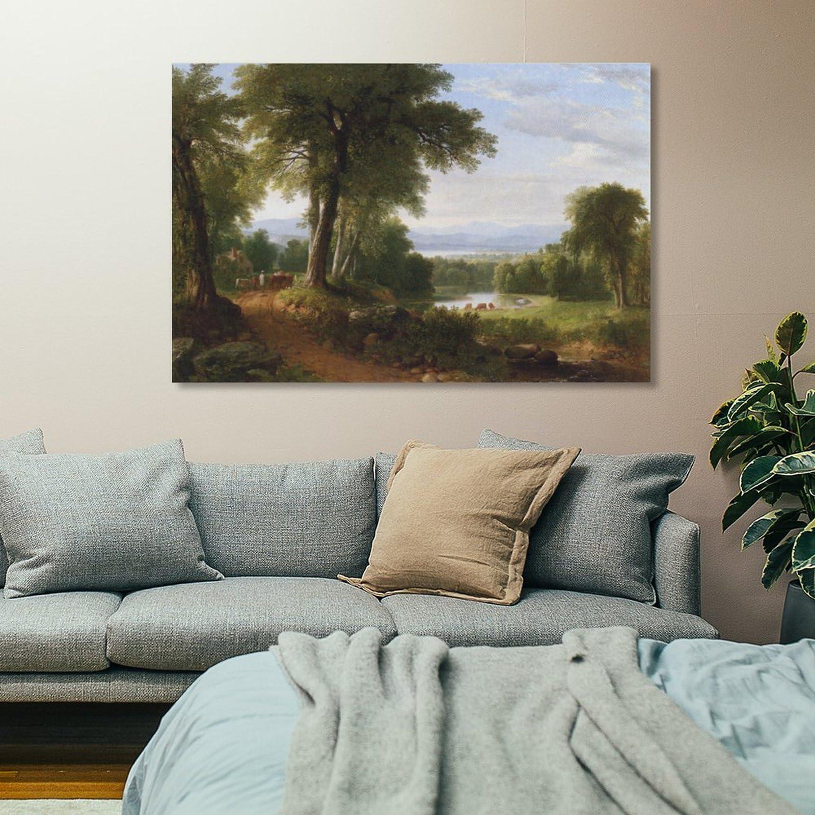 LUDU LUDU Poster Printed by Asher Brown Durand Hudson River School After A Summer Shower Canvas Wall Art Prints Poster Gifts Photo Picture Painting Posters Room Decor Home Decorative 08x12inch(20x30cm)