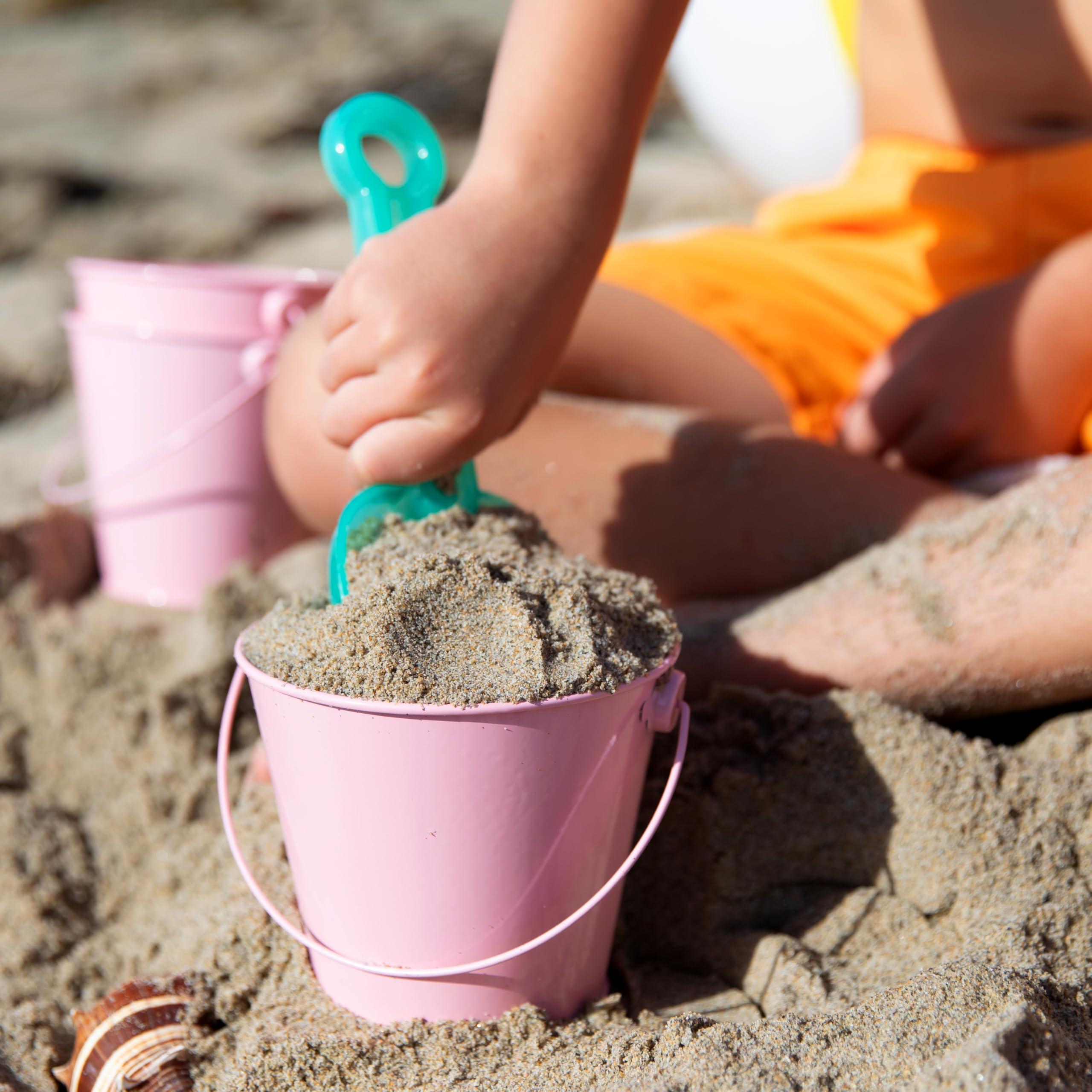 Dominus Decors Small Metal Buckets with Handles - Leak-Proof Metal Pail Bucket - Galvanized Bucket with Handle - Multipurpose Tin Bucket for Party Favors, Organization, School, Weddings, Garden - Set of 6, Pink