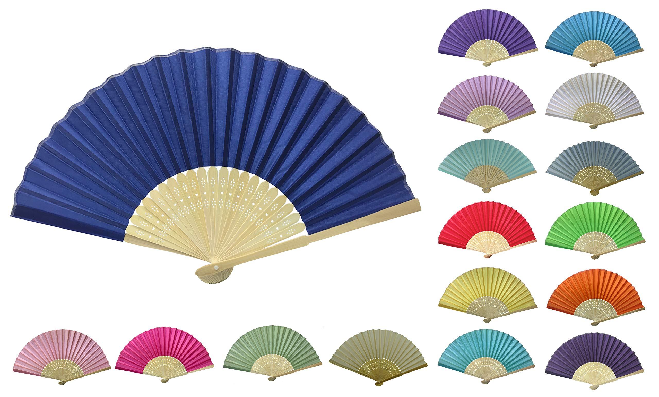 FANSOF.FANS Pack of 10 Wholesale Silk Fabric Hand Fan Bamboo Ribs Wedding Party Favour